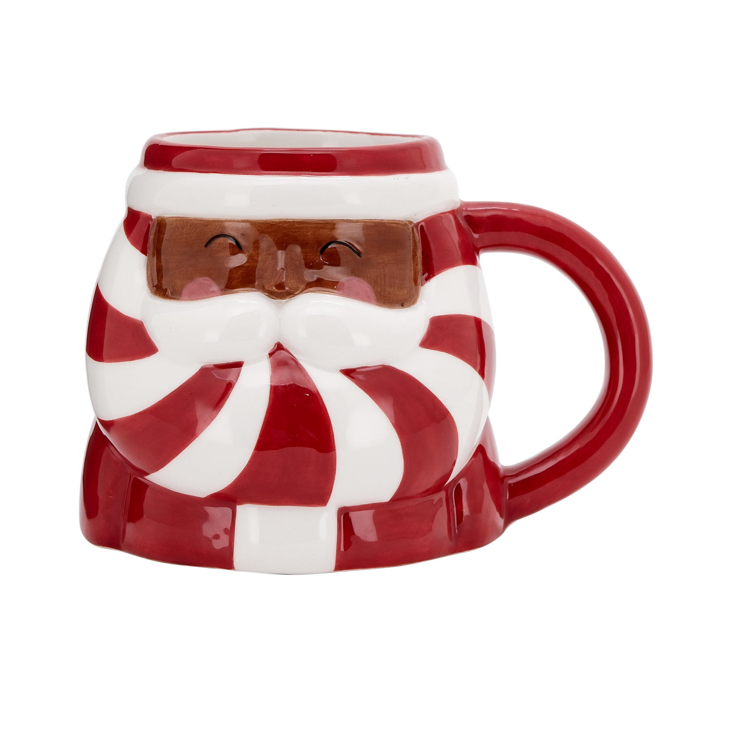 slide 1 of 4, December Home DH EARTHENWARE MUG SANTA RED SWIRL, 3.875 inh