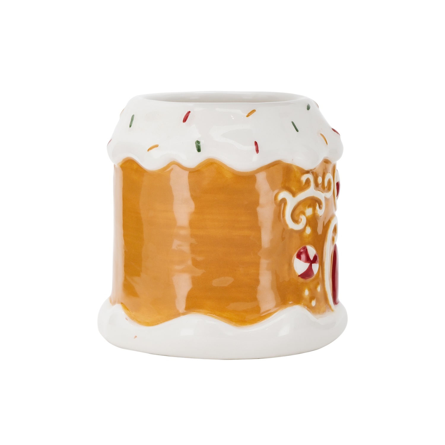 slide 3 of 4, December Home DH EARTHENWARE MUG GINGERBREAD HOUSE, 3.8 inh