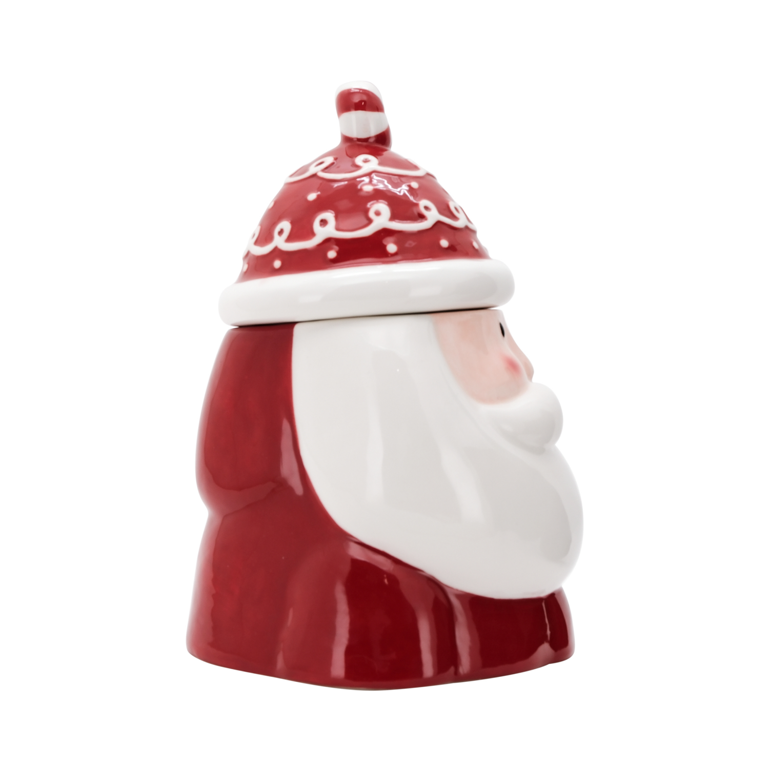 slide 3 of 5, December Home DH EARTHENWARE COOKIE JAR SANTA, 9.4 in