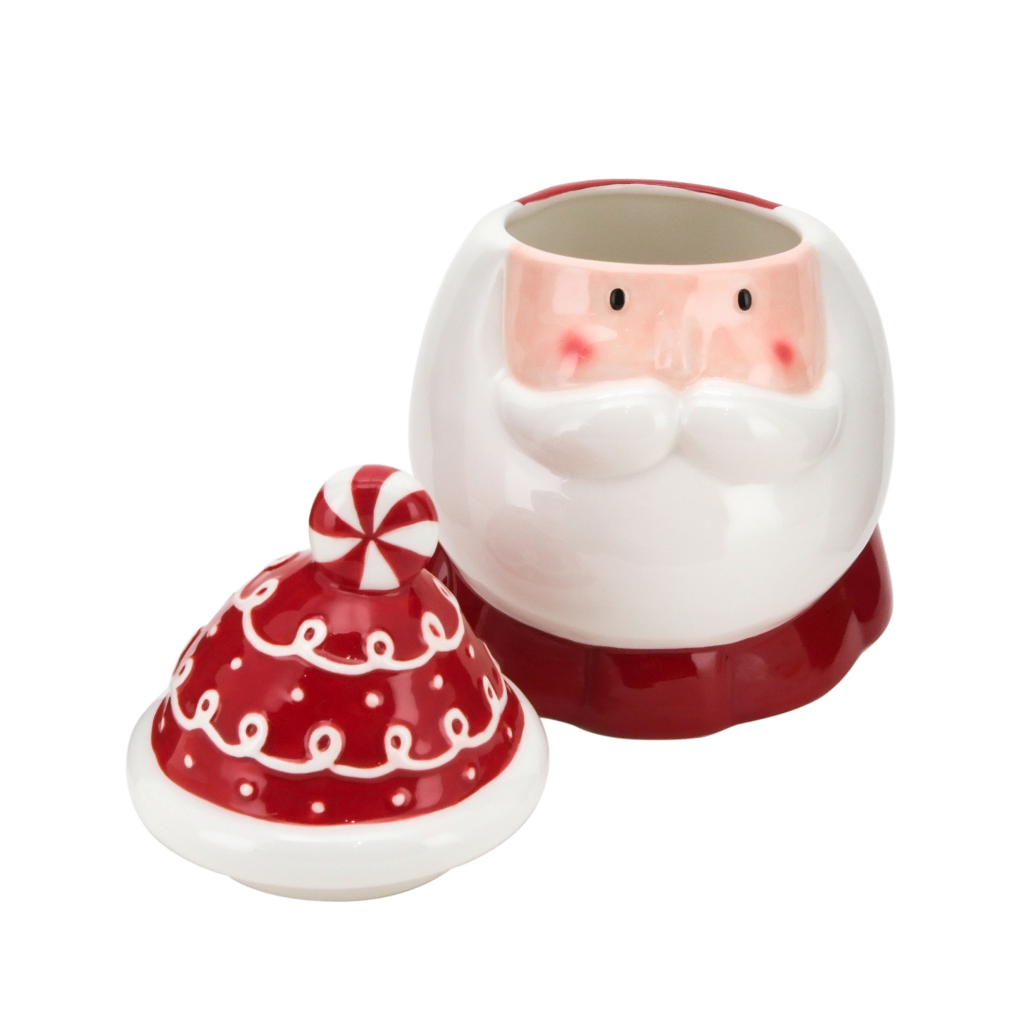 slide 5 of 5, December Home DH EARTHENWARE COOKIE JAR SANTA, 9.4 in
