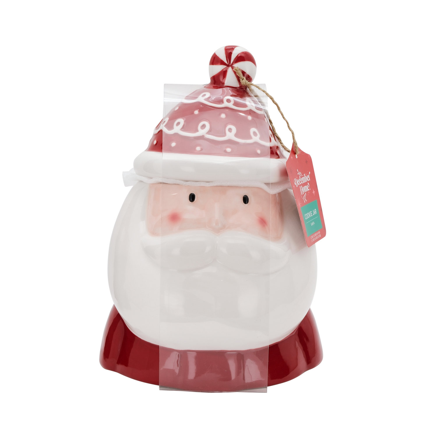 slide 1 of 5, December Home DH EARTHENWARE COOKIE JAR SANTA, 9.4 in