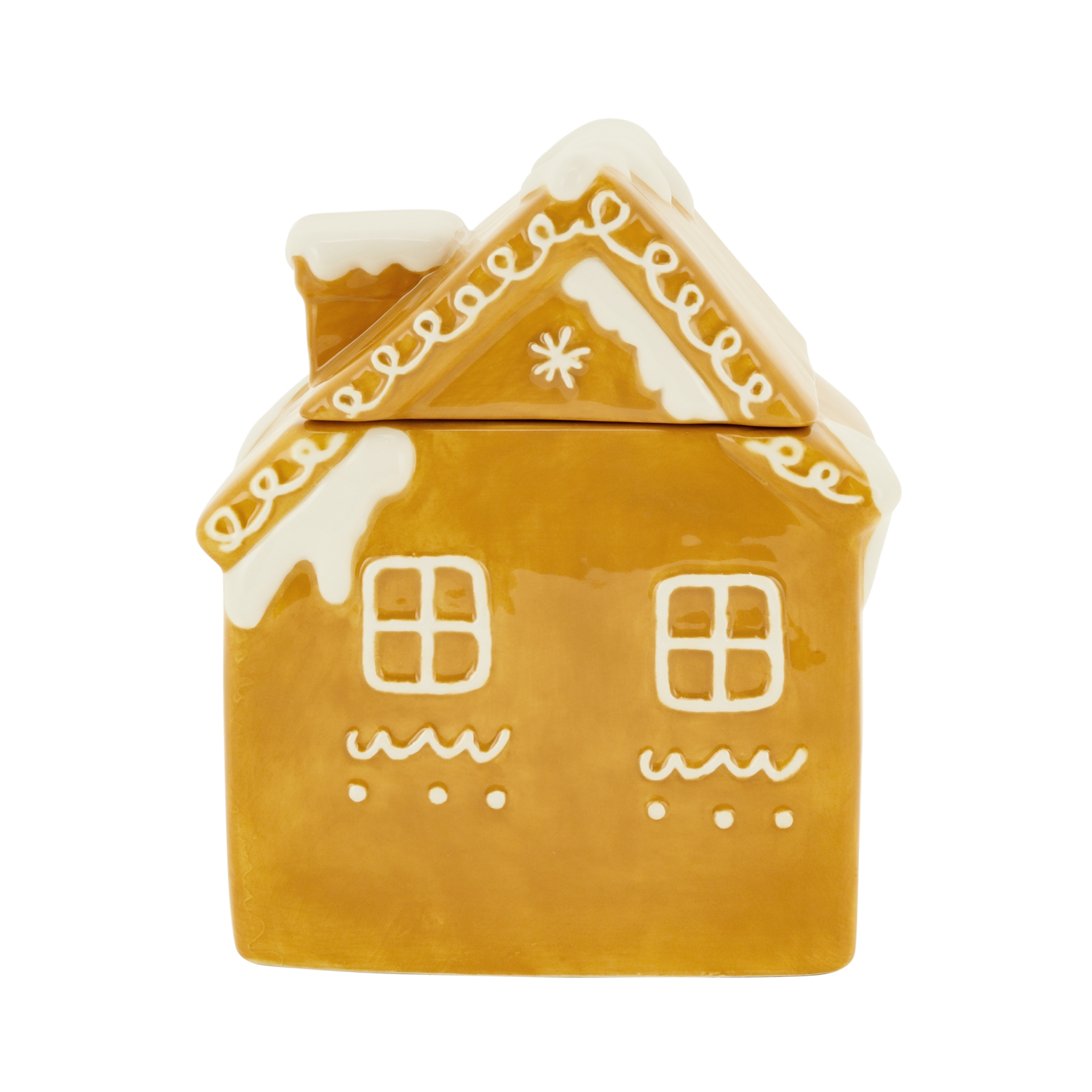 slide 2 of 5, December Home DH EARTHENWARE COOKIE JAR GINGERBREAD, 8.1 inh