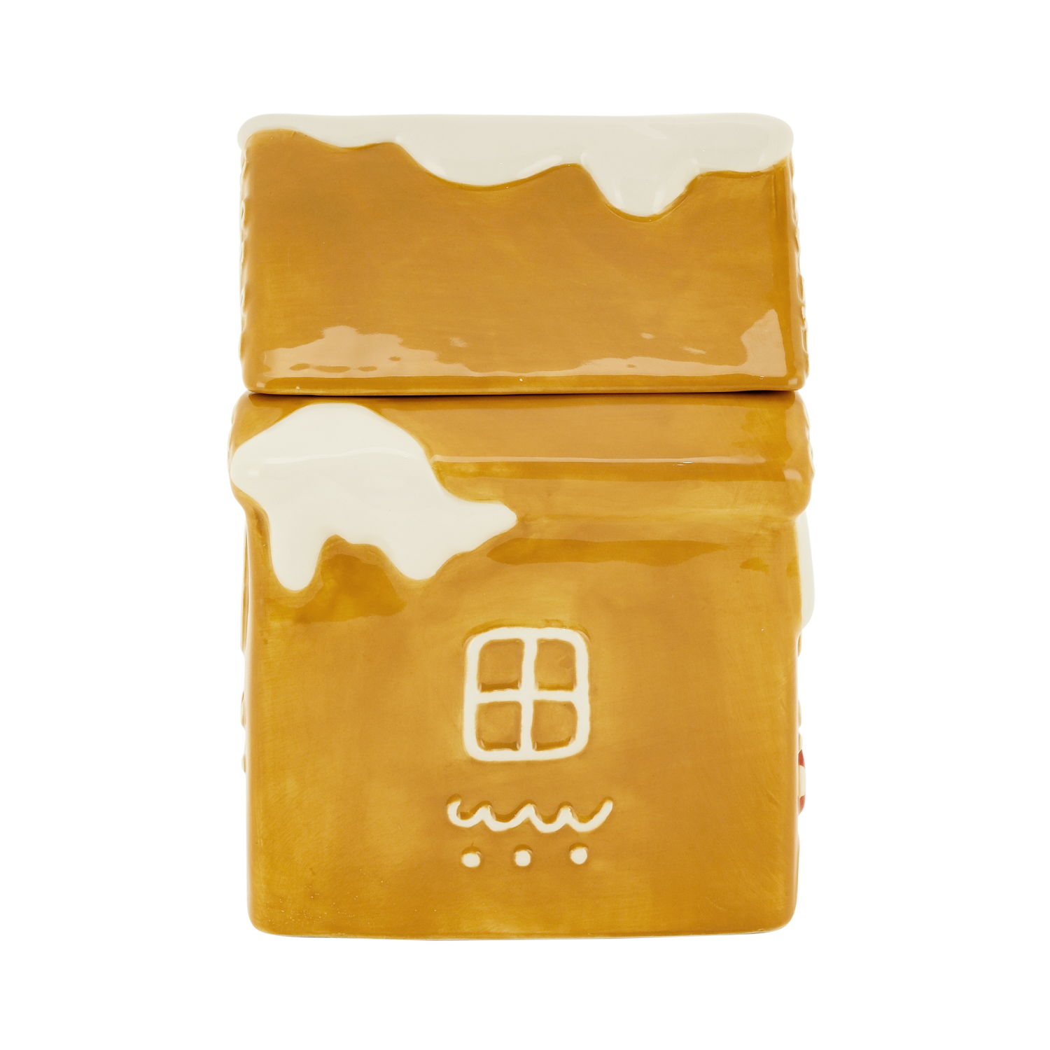 slide 3 of 5, December Home DH EARTHENWARE COOKIE JAR GINGERBREAD, 8.1 inh