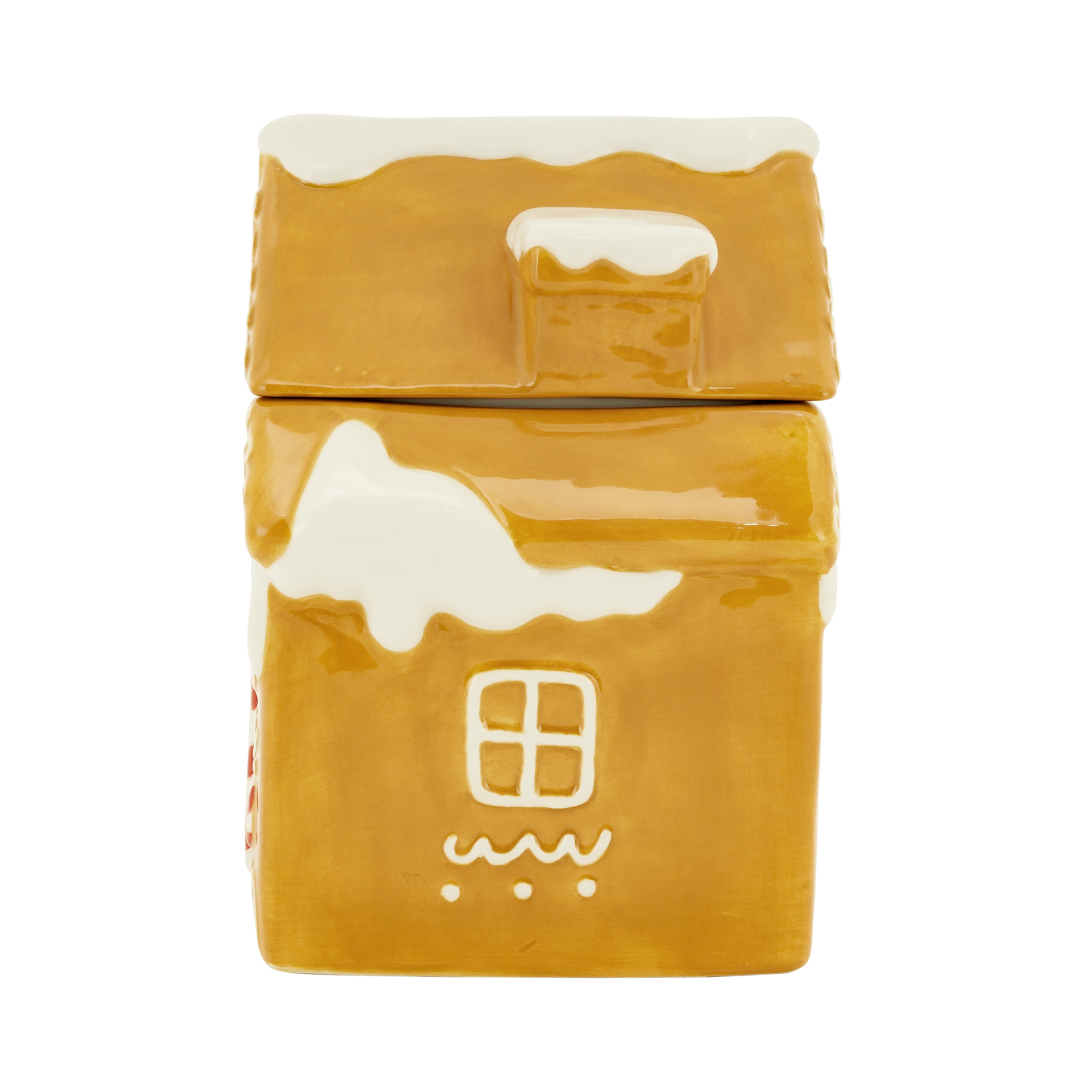 slide 4 of 5, December Home DH EARTHENWARE COOKIE JAR GINGERBREAD, 8.1 inh