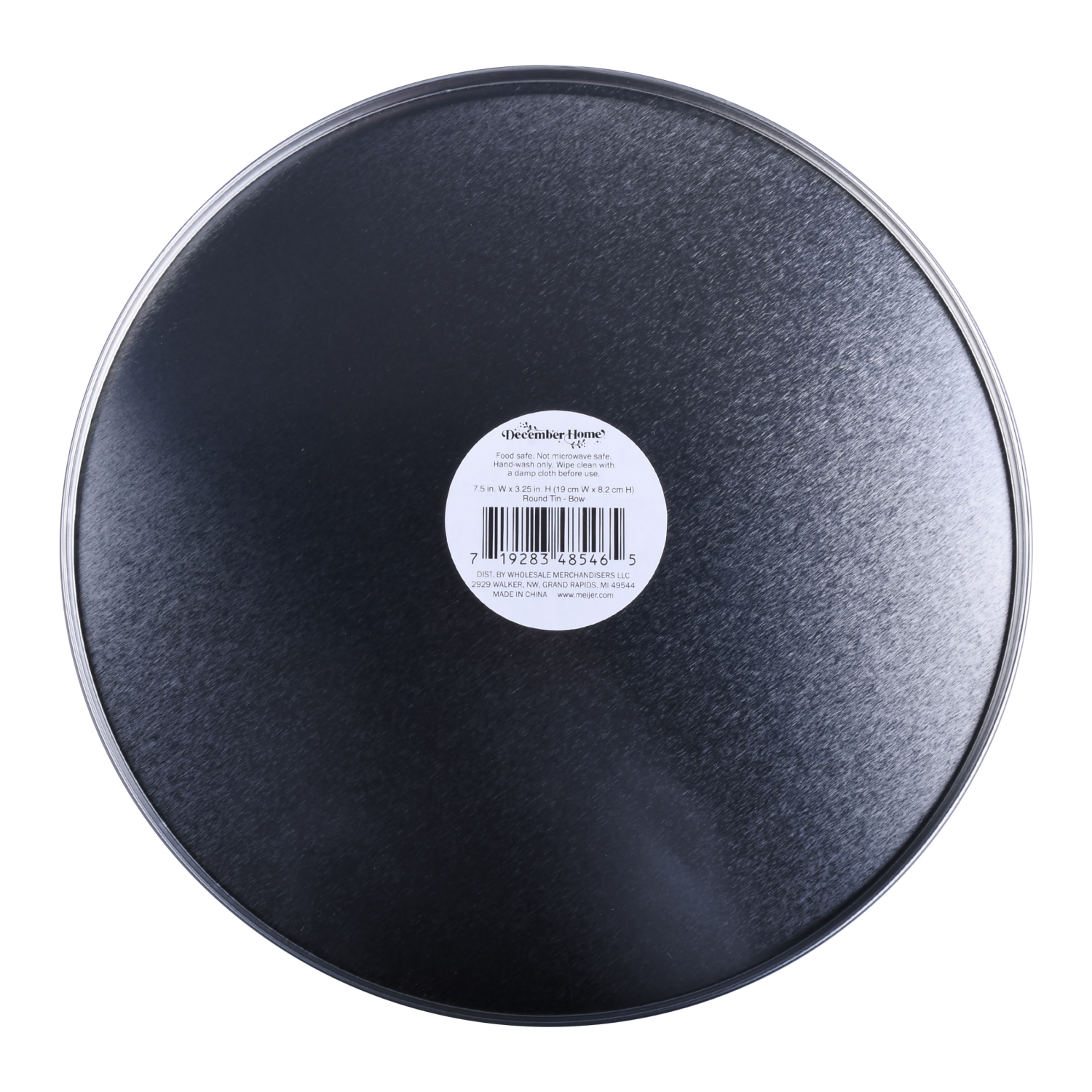 slide 2 of 3, December Home DH ROUND FOOD TIN 7.5" BOW CANDY CANES, 7.5 x 3.25 in