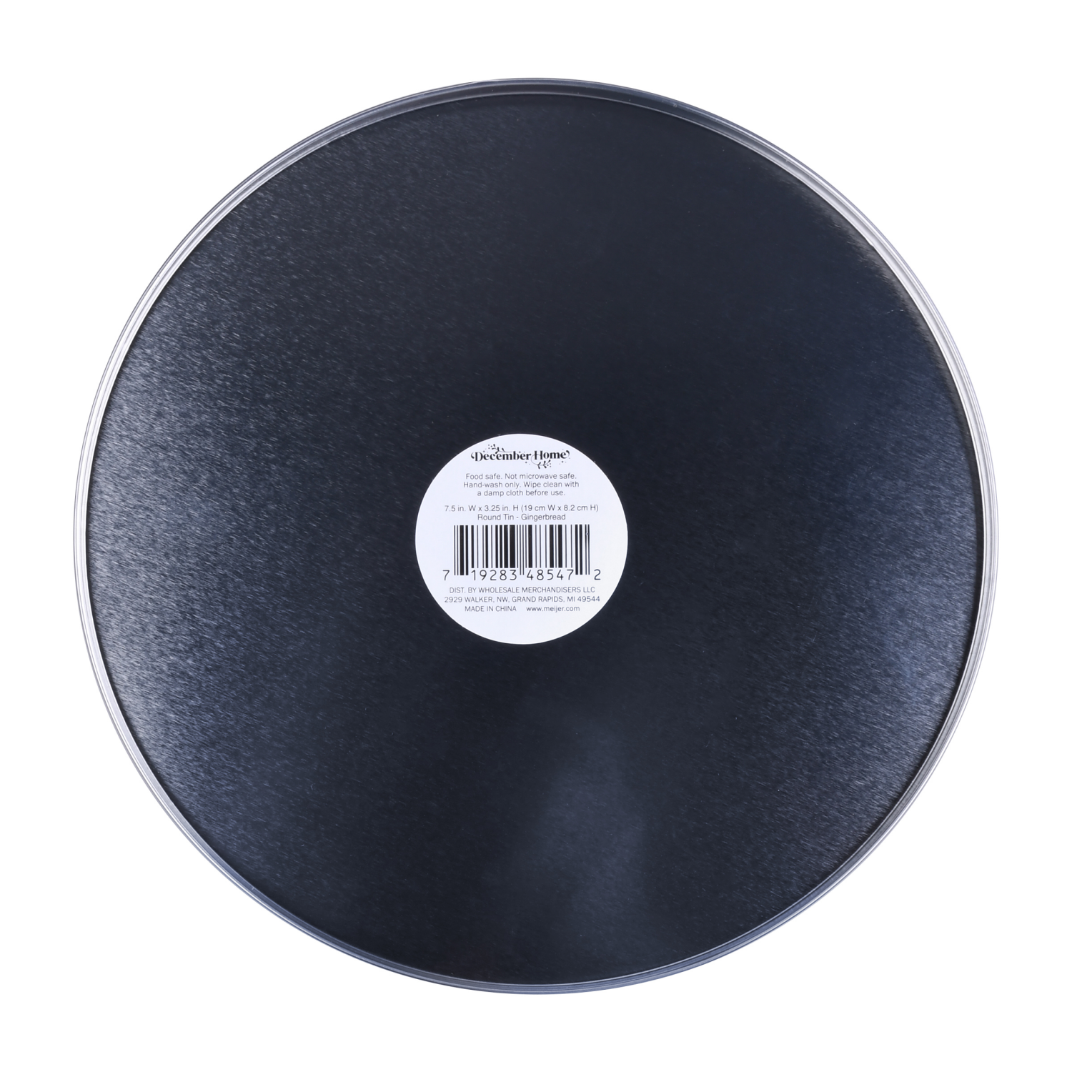 slide 2 of 3, December Home DH ROUND FOOD TIN 7.5" GINGERBREAD, 7.5 x 3.25 in