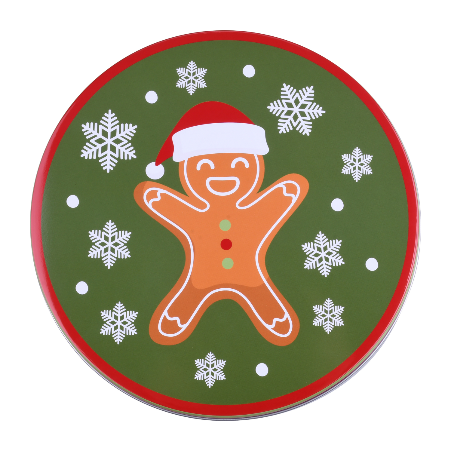 slide 3 of 3, December Home DH ROUND FOOD TIN 7.5" GINGERBREAD, 7.5 x 3.25 in