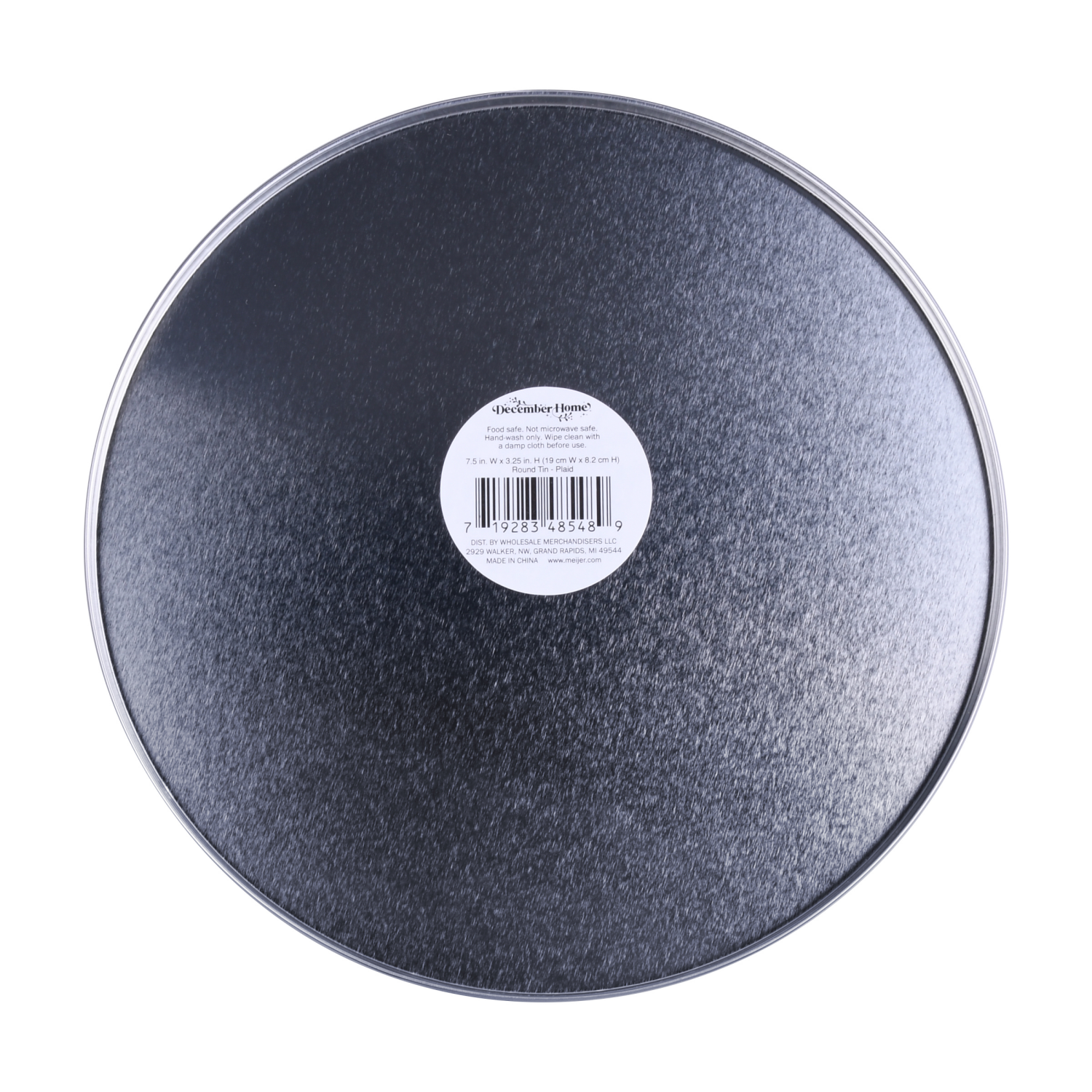 slide 2 of 3, December Home DH ROUND FOOD TIN 7.5" PLAID, 7.5 x 3.25 in