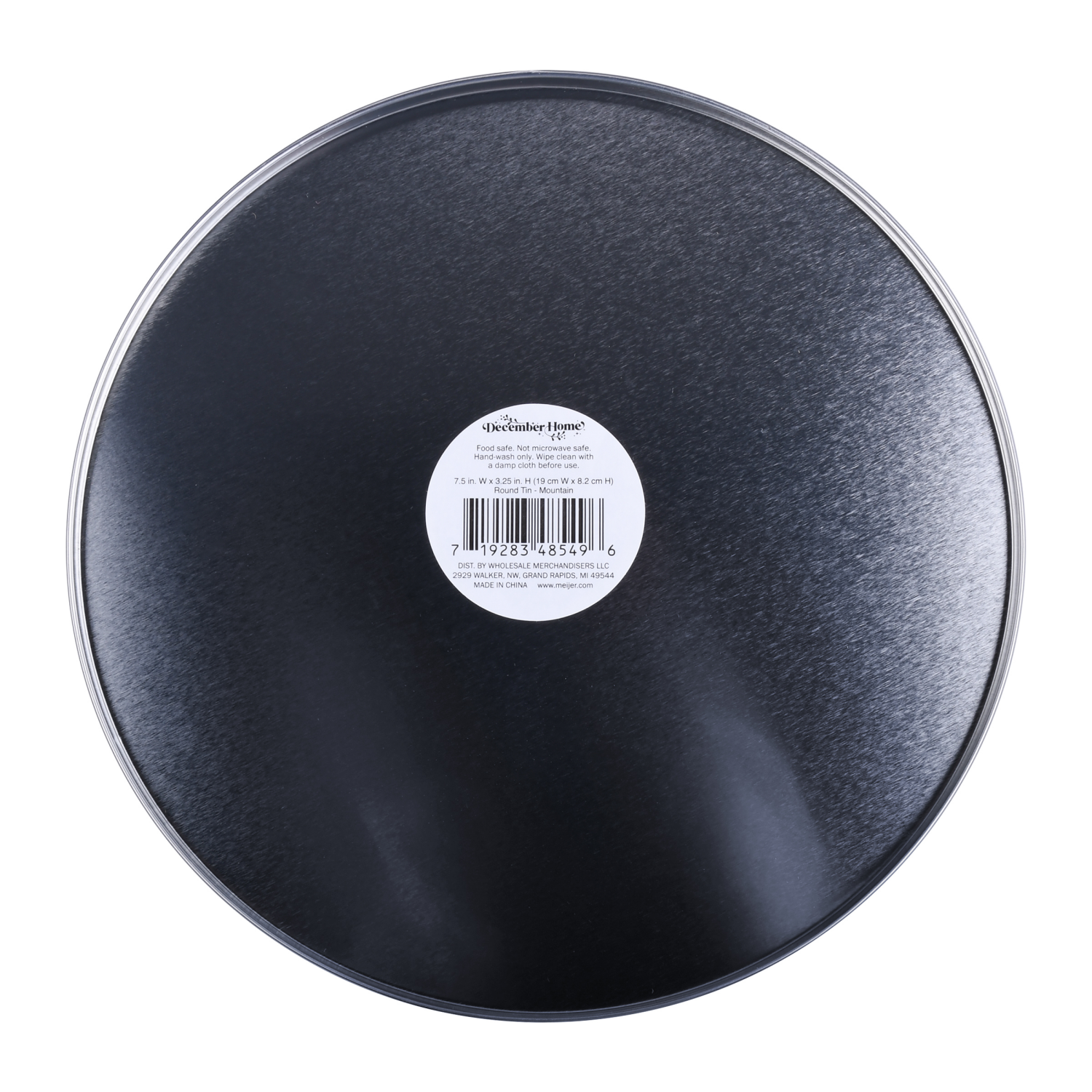 slide 2 of 3, December Home DH ROUND FOOD TIN 7.5" SKI MOUNTAIN, 7.5 x 3.25 in