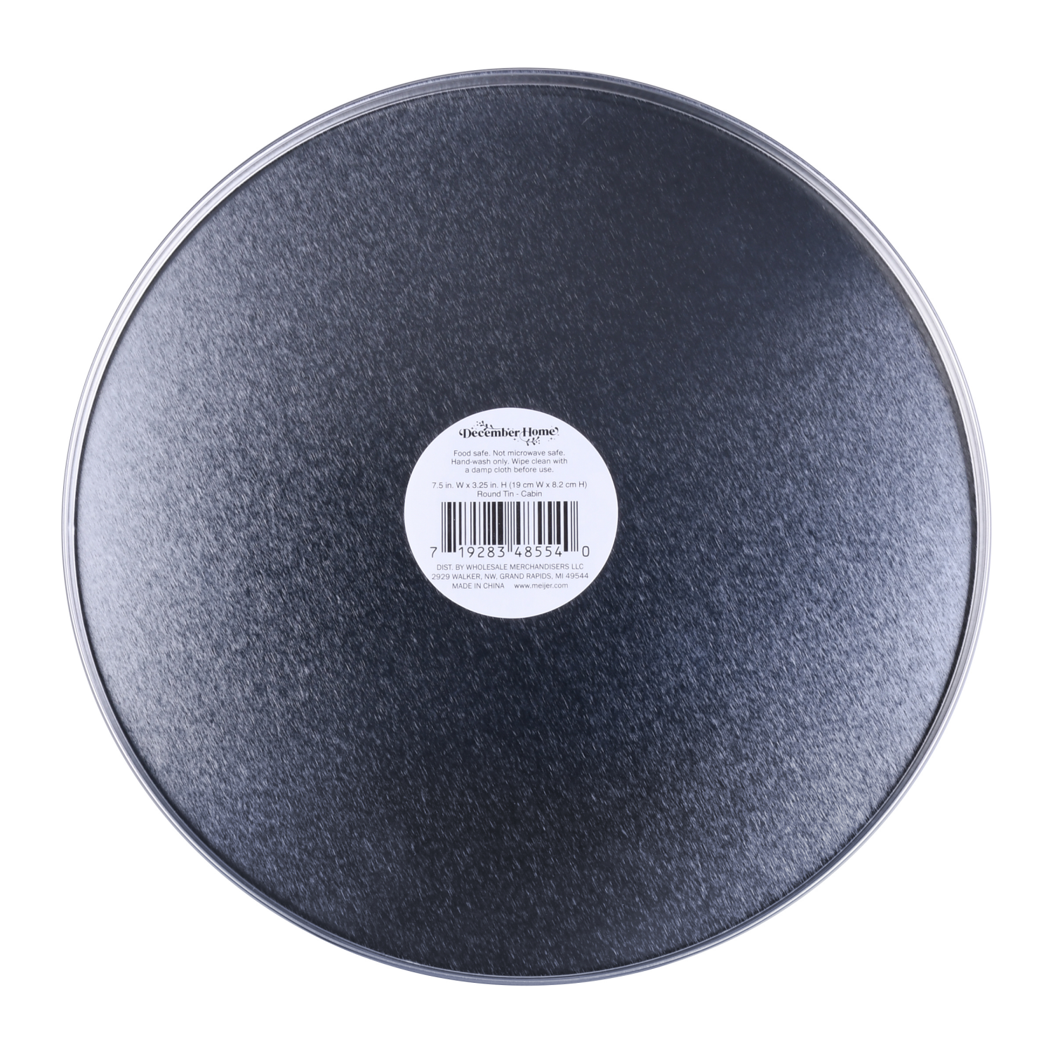 slide 2 of 3, December Home DH ROUND FOOD TIN 7.5" WINTER CABIN, 7.5 x 3.25 in