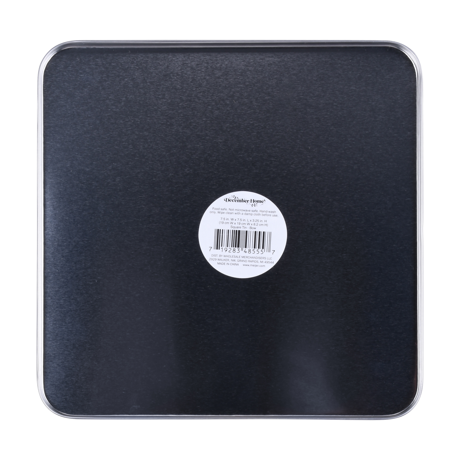 slide 2 of 4, December Home DH SQUARE FOOD TIN 7.5" BOW CANDY CANES, 7.5 x 3.25 in