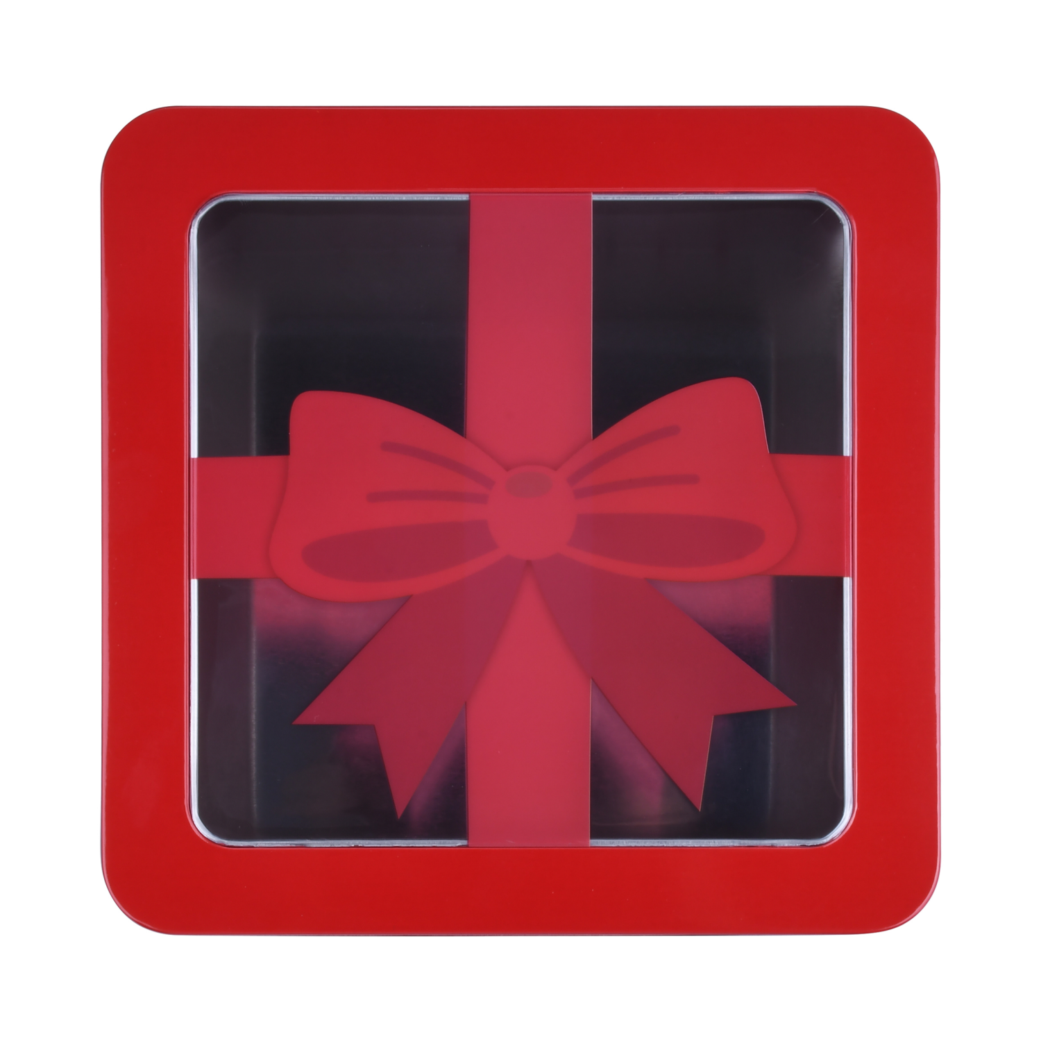 slide 4 of 4, December Home DH SQUARE FOOD TIN 7.5" BOW CANDY CANES, 7.5 x 3.25 in