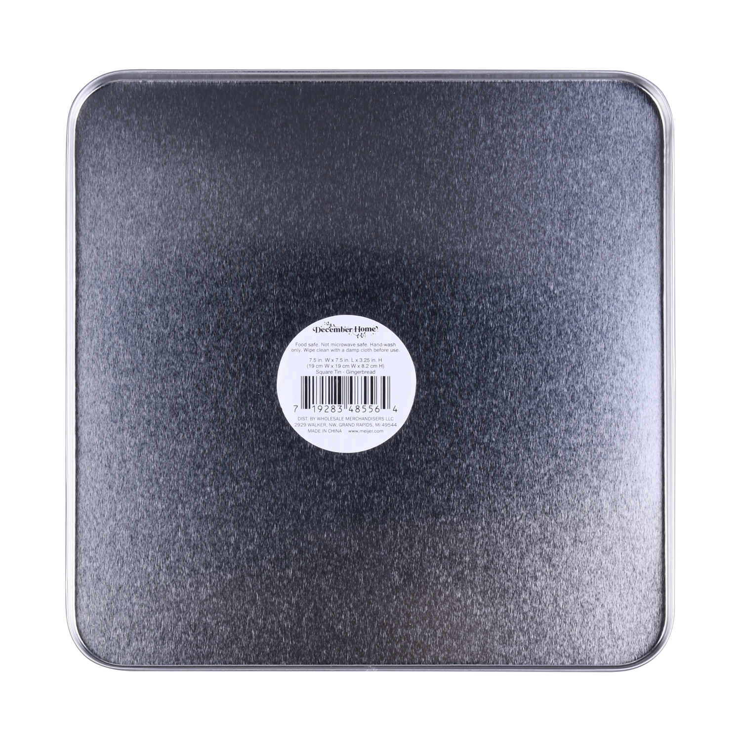 slide 2 of 4, December Home DH SQUARE FOOD TIN 7.5" GINGERBREAD, 7.5 x 3.25 in