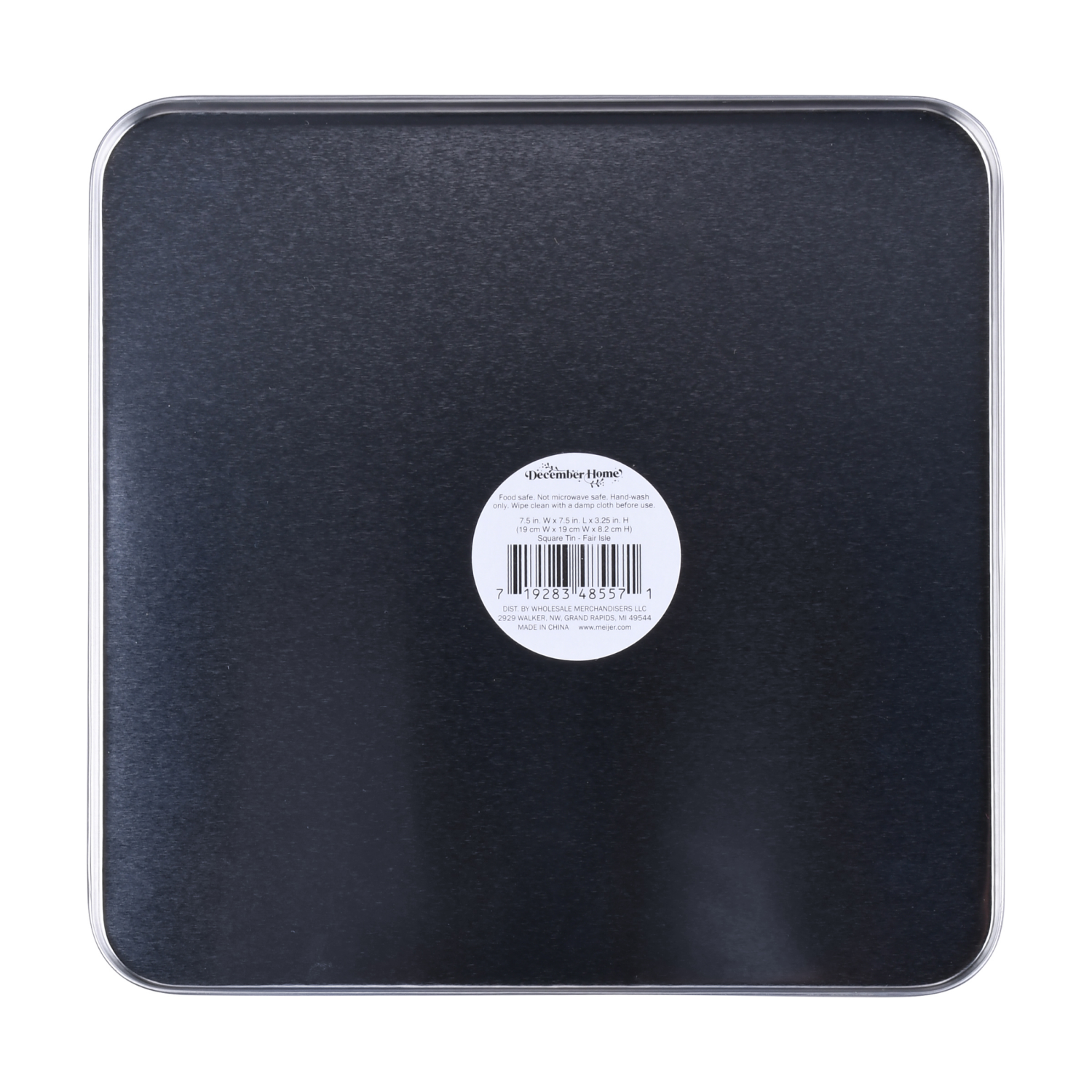 slide 2 of 4, December Home DH SQUARE FOOD TIN 7.5" BOW FAIR AISLE, 7.5 x 3.25 in