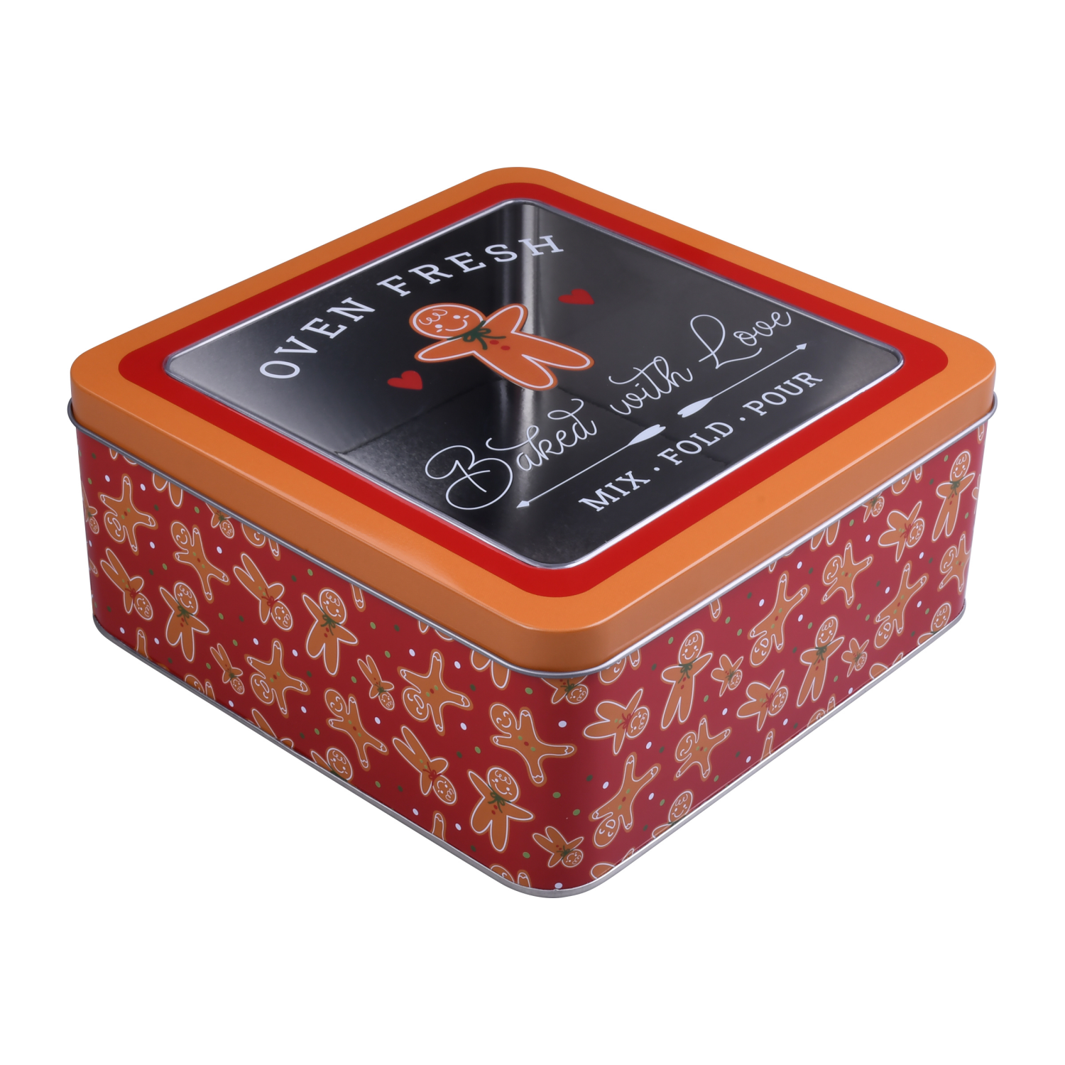 slide 3 of 4, December Home DH SQUARE FOOD TIN 7.5" OVEN FRESH, 7.5 x 3.25 in