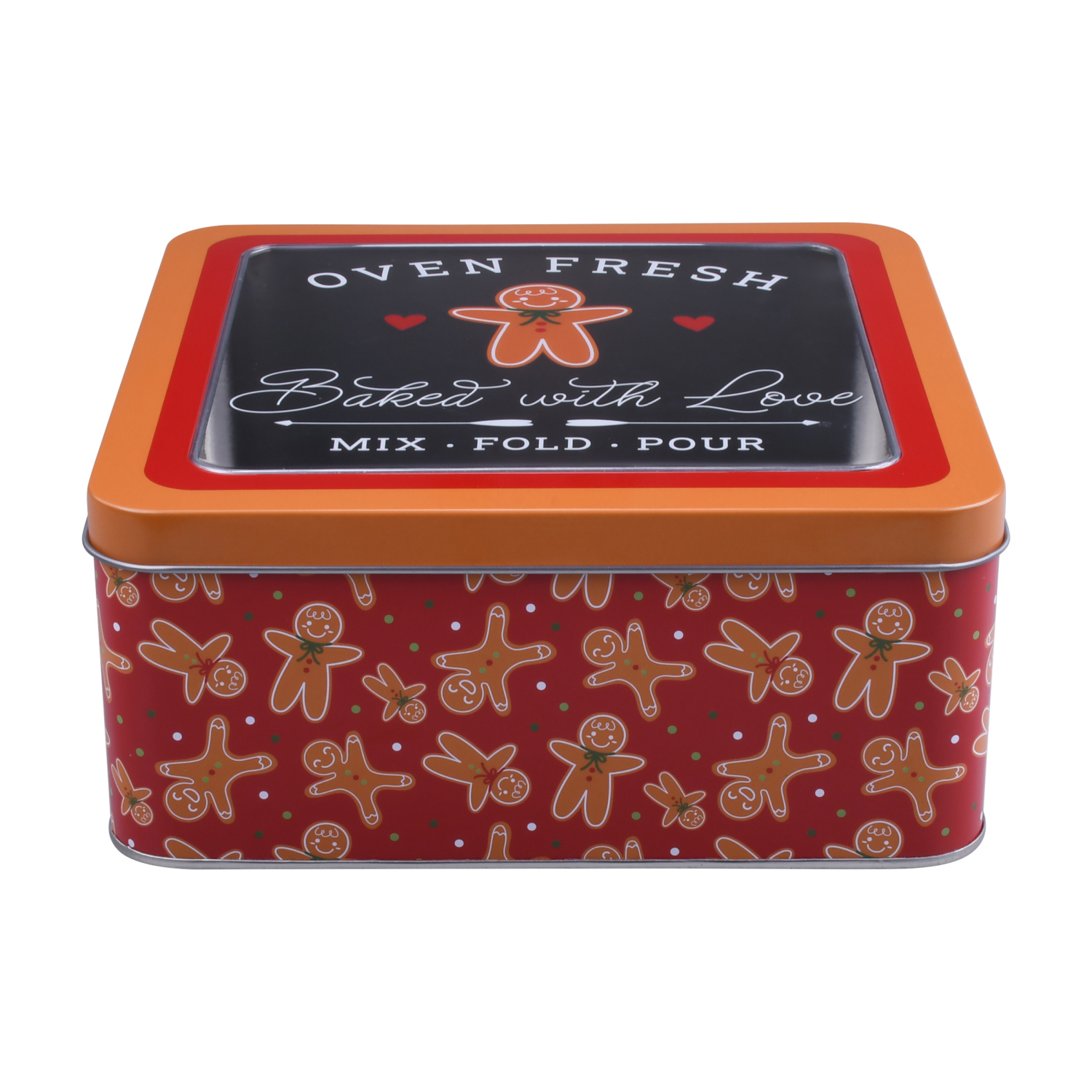 slide 1 of 4, December Home DH SQUARE FOOD TIN 7.5" OVEN FRESH, 7.5 x 3.25 in