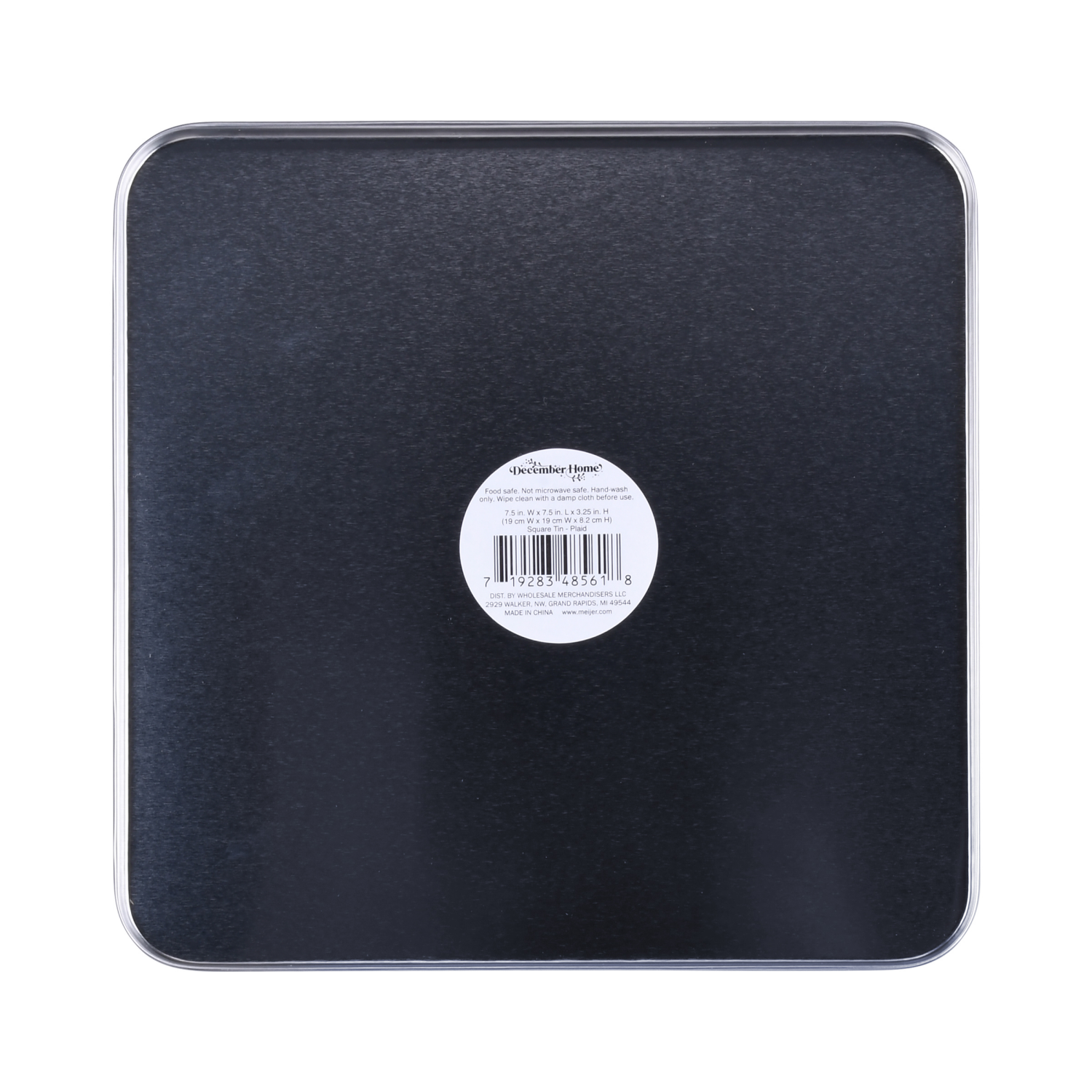 slide 2 of 4, December Home DH SQUARE FOOD TIN 7.5" PLAID, 7.5 x 3.25 in