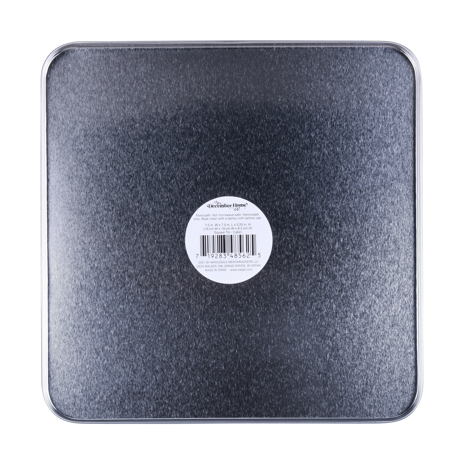 slide 2 of 4, December Home DH SQUARE FOOD TIN 7.5" WINTER CABIN, 7.5 x 3.25 in