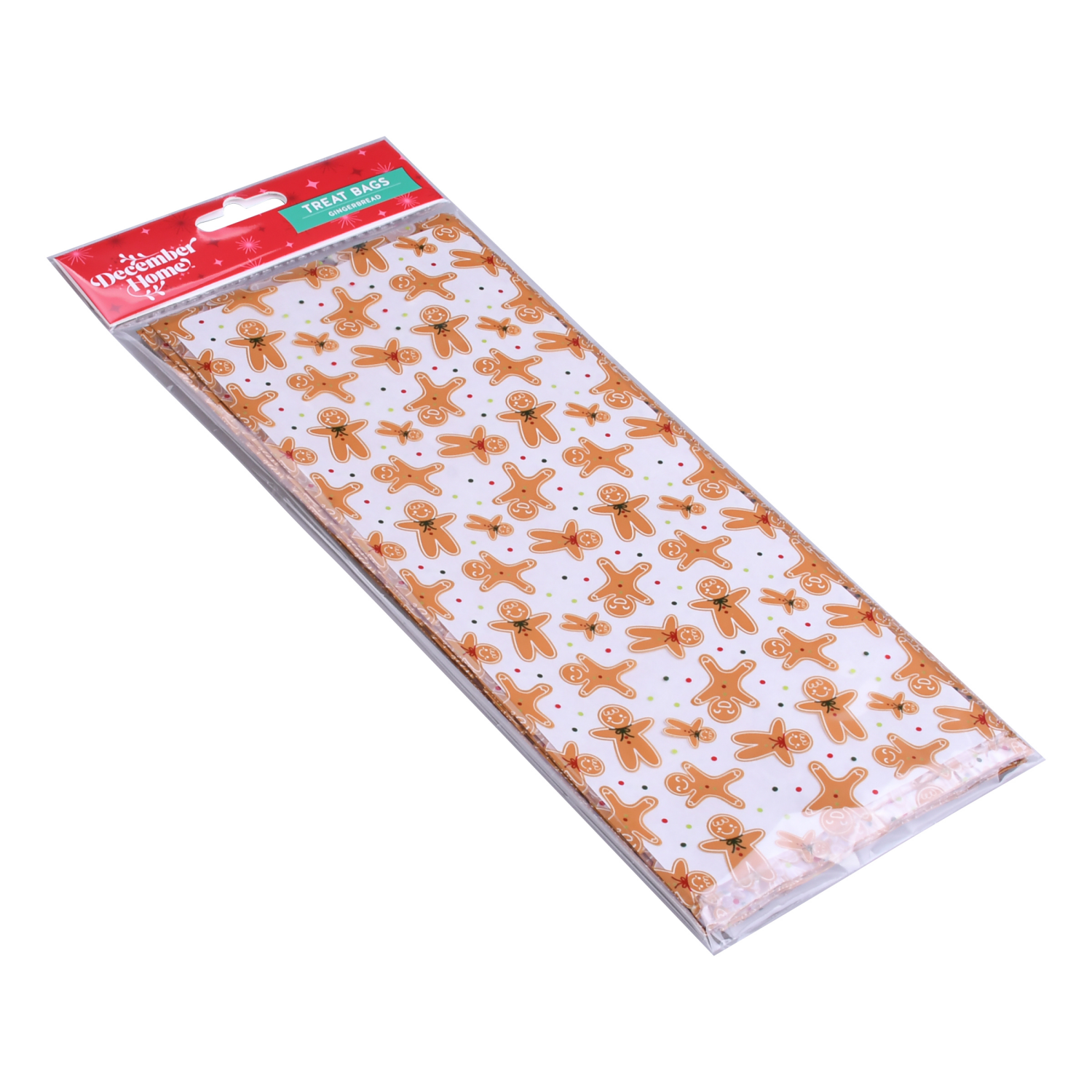 slide 3 of 3, December Home DH CELLOPHANE TREAT BAG 20CT GINGERBREAD, 20 ct