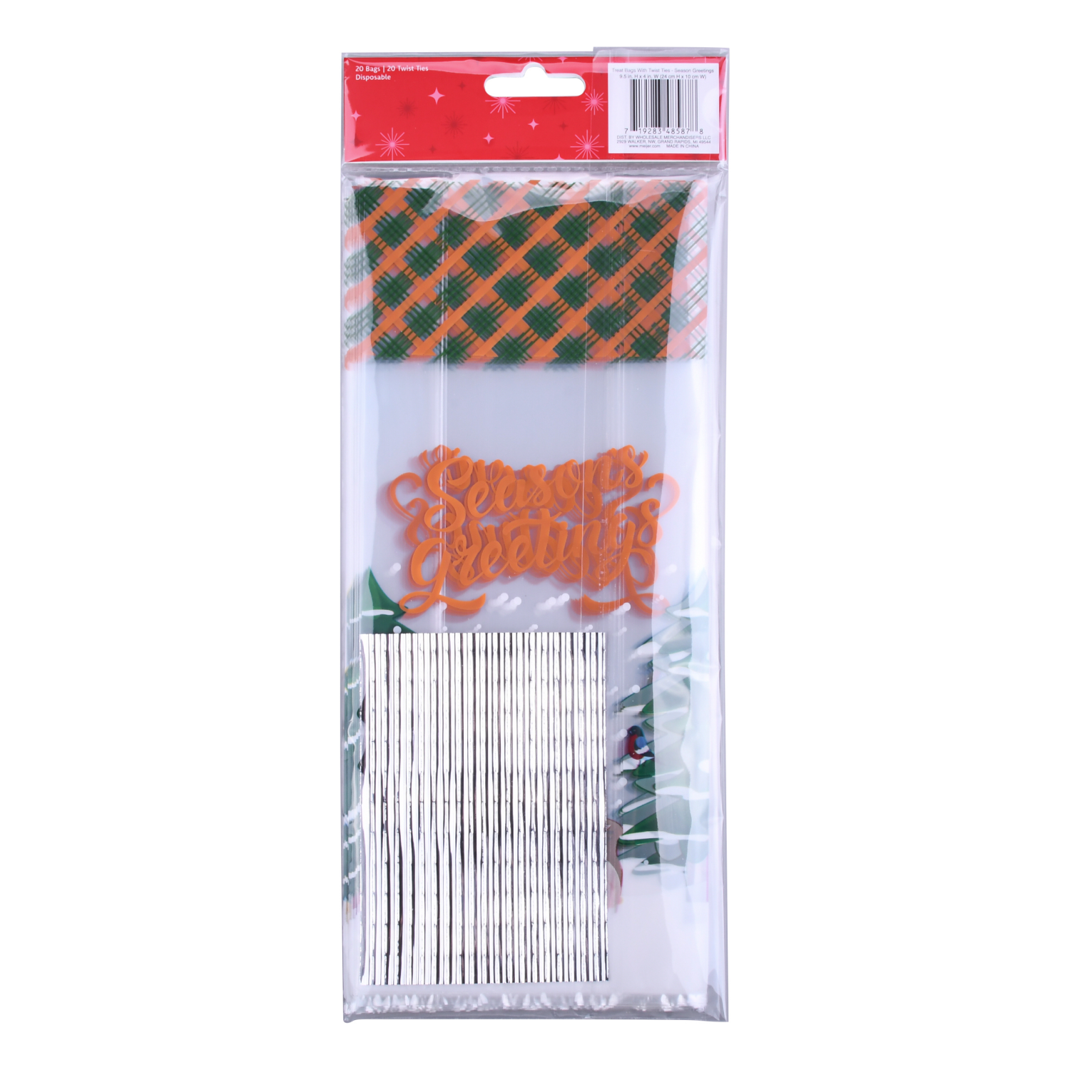 slide 2 of 3, December Home DH CELLOPHANE TREAT BAG 20CT GREETINGS, 20 ct