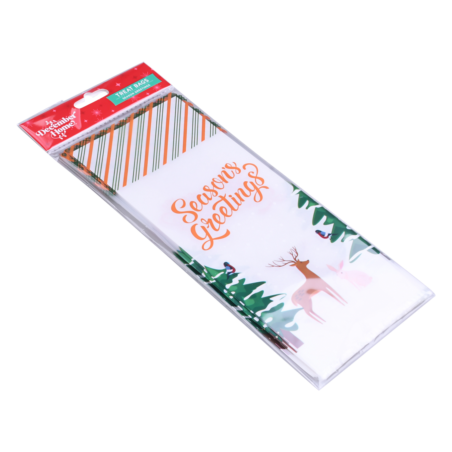 slide 3 of 3, December Home DH CELLOPHANE TREAT BAG 20CT GREETINGS, 20 ct