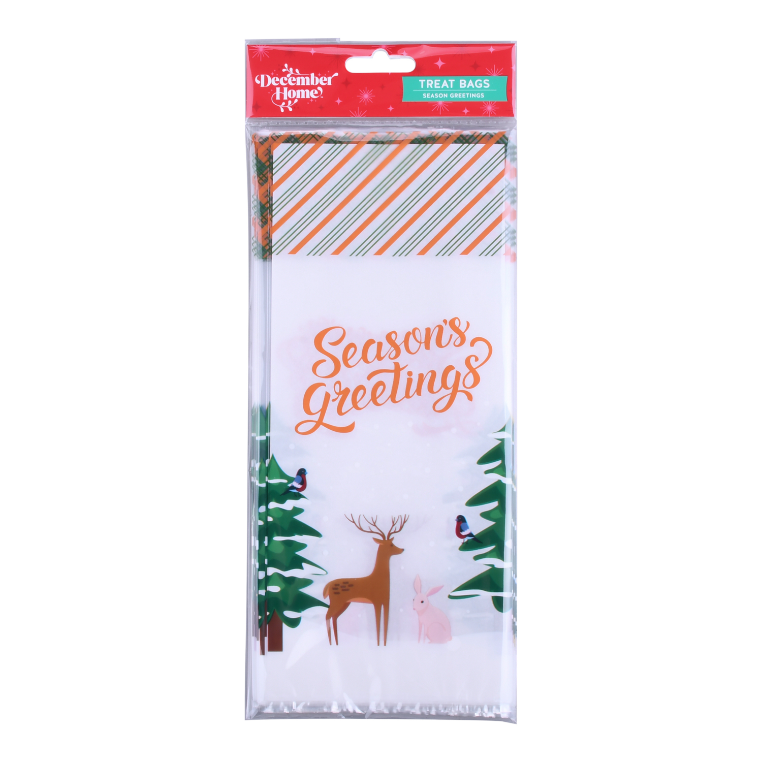 slide 1 of 3, December Home DH CELLOPHANE TREAT BAG 20CT GREETINGS, 20 ct