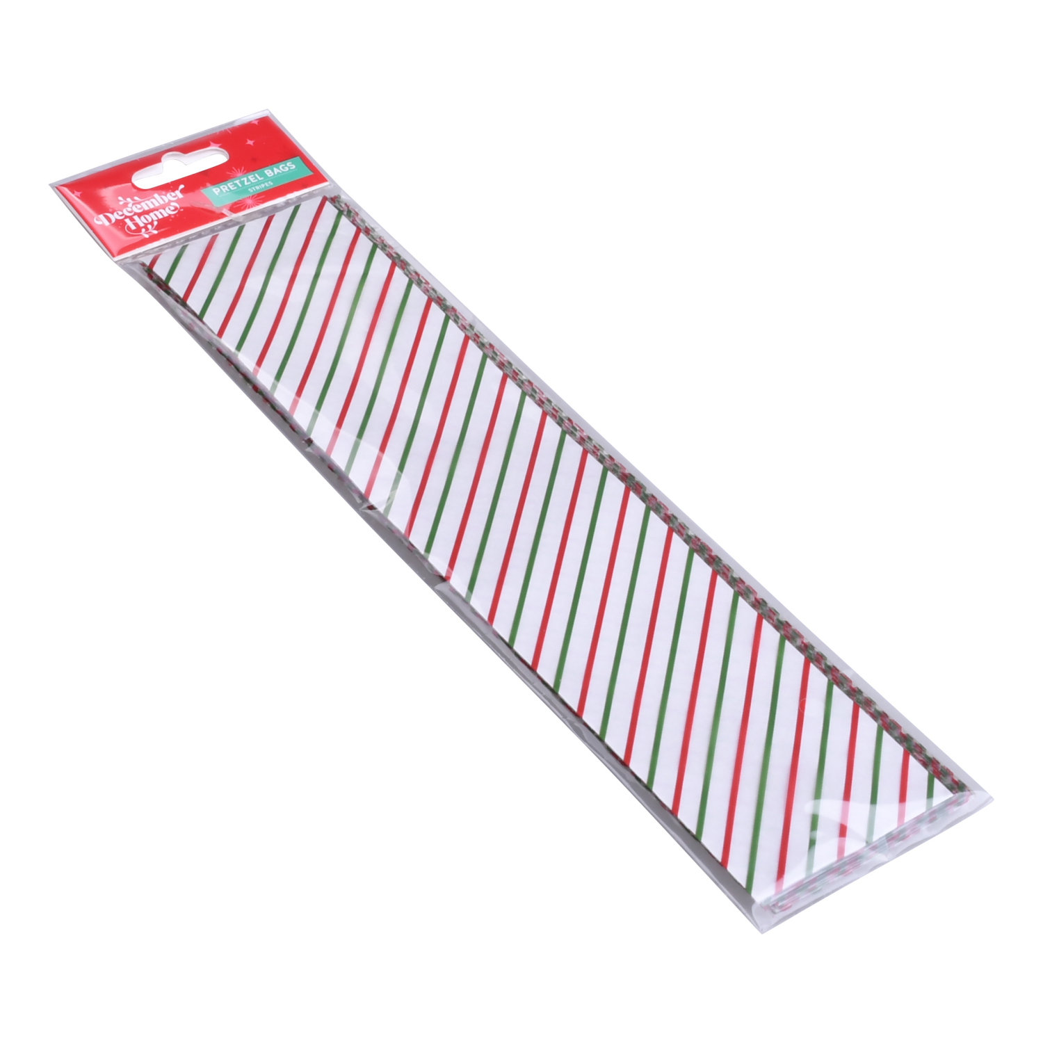 slide 2 of 3, December Home DH CELLOPHANE PRETZEL BAG 20CT STRIPES, 20 ct
