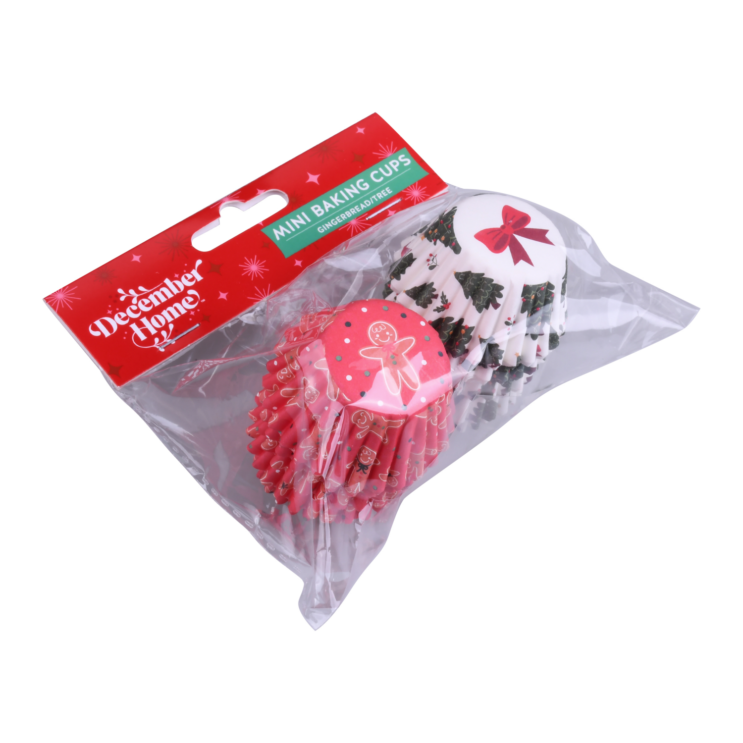 slide 3 of 3, December Home DH MINI BAKING CUP 100CT GINGERBRD TREE, 100 ct