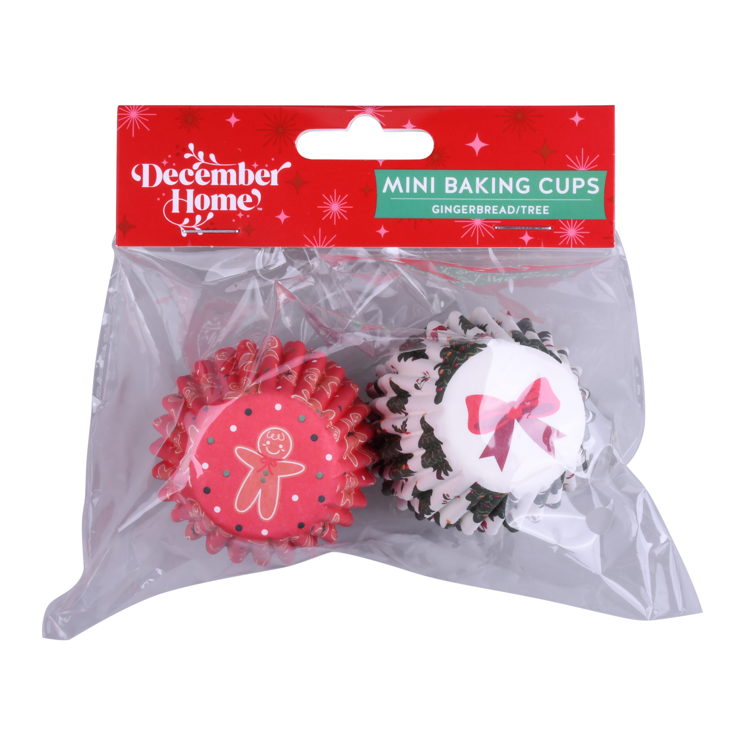 slide 1 of 3, December Home DH MINI BAKING CUP 100CT GINGERBRD TREE, 100 ct