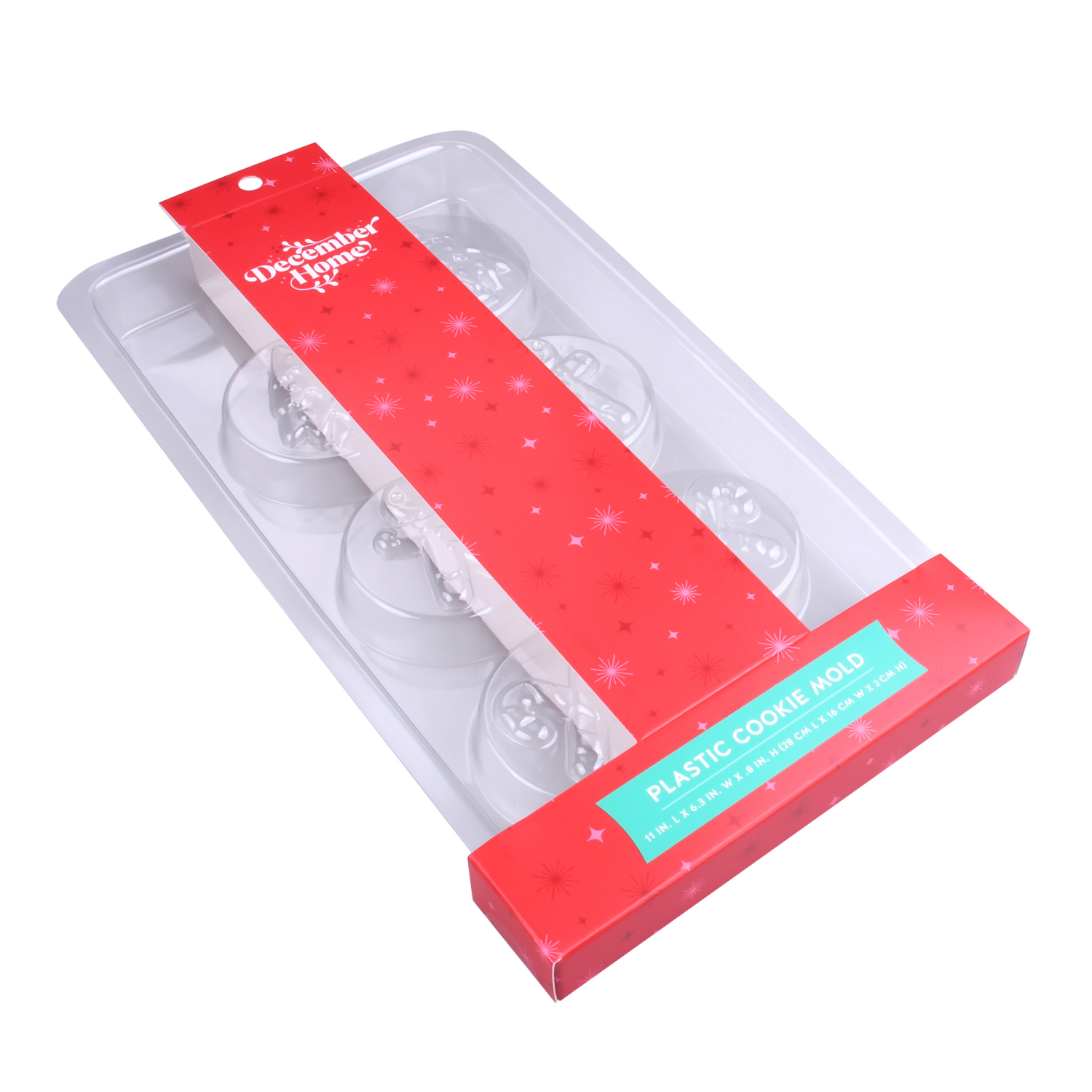 slide 3 of 3, December Home DH PLASTIC COOKIE MOLD, 6.29 x 11 in