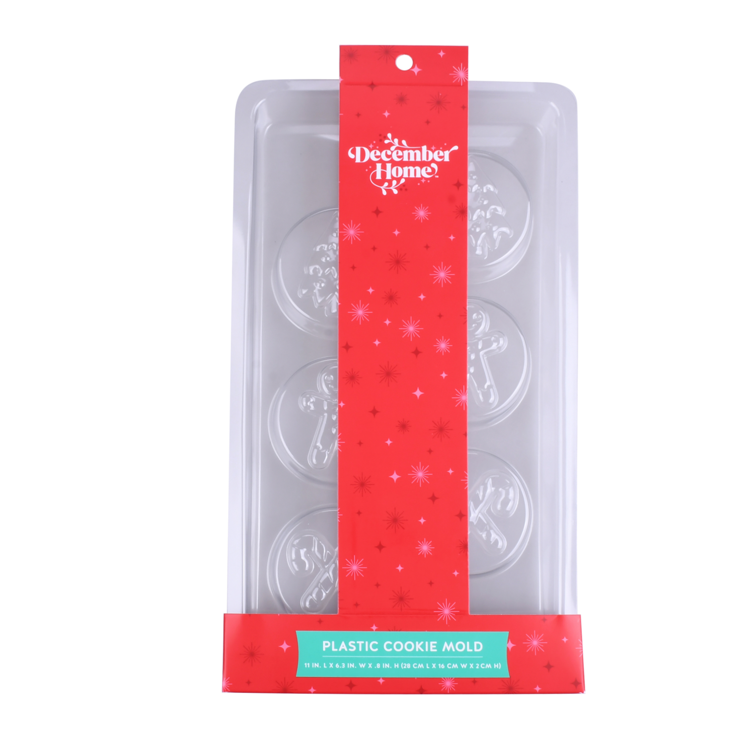 slide 1 of 3, December Home DH PLASTIC COOKIE MOLD, 6.29 x 11 in