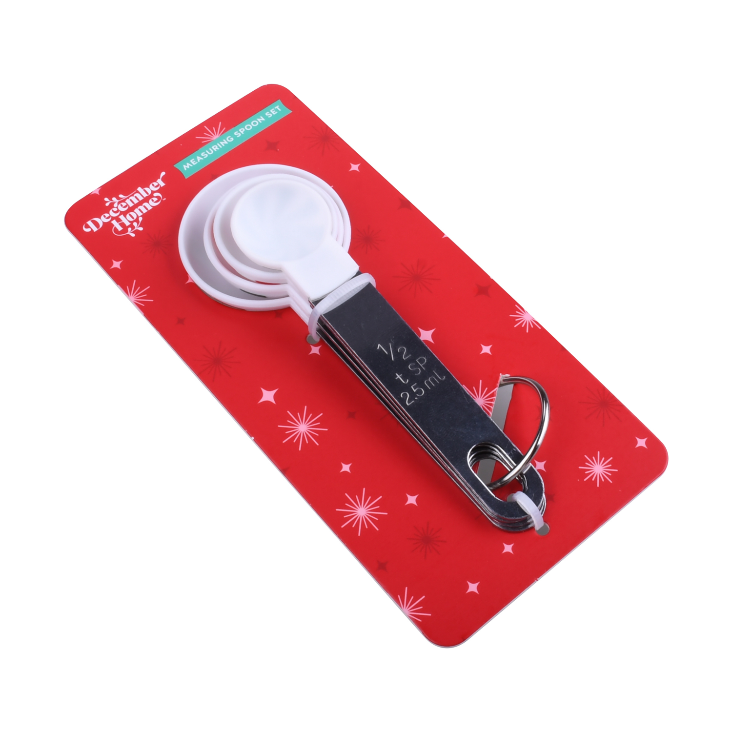 slide 3 of 3, December Home Dh Measuring Spoon Set 4pc Peppermint, 4 ct