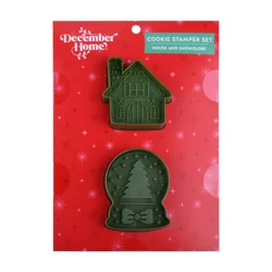 December Home Dh Cookie Stamper Set 2pc Globe/house