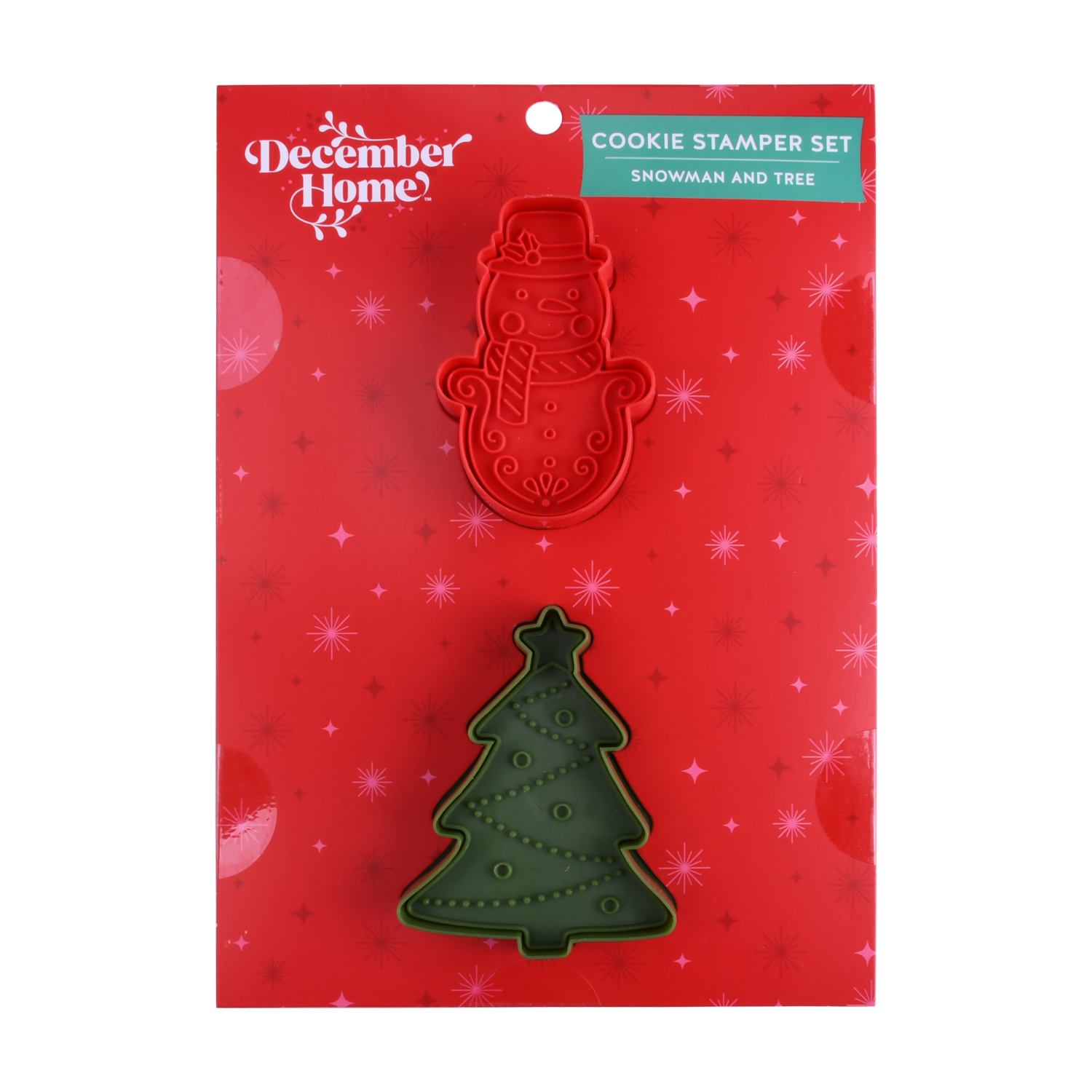 slide 1 of 3, December Home DH COOKIE STAMPER SET 2PC SNOWMAN/TREE, 2 ct