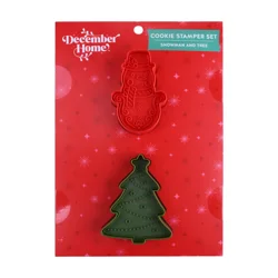 December Home DH COOKIE STAMPER SET 2PC SNOWMAN/TREE