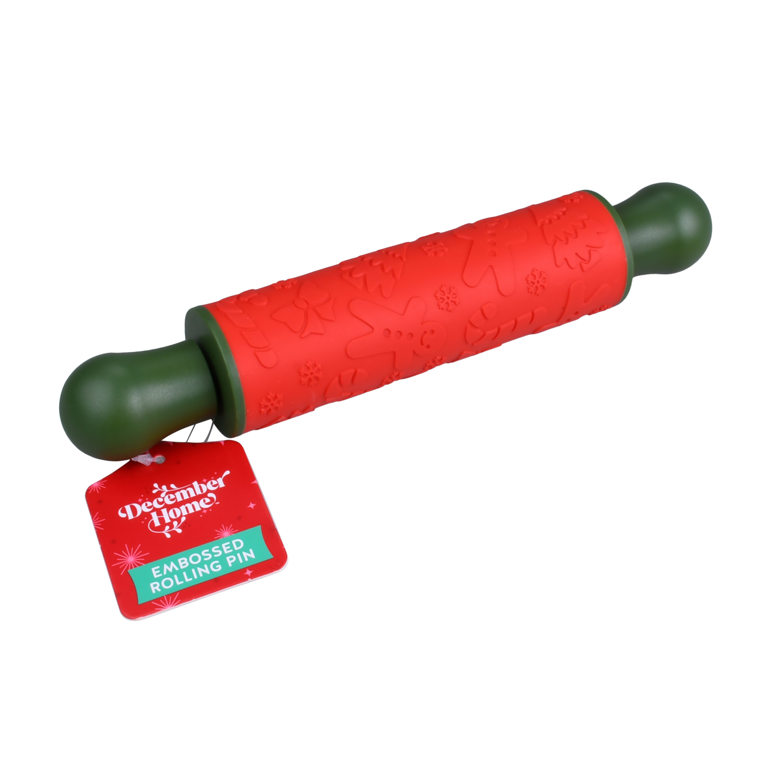 slide 3 of 3, December Home DH EMBOSSED ROLLING PIN HOLIDAY ICONS, 9.45 in