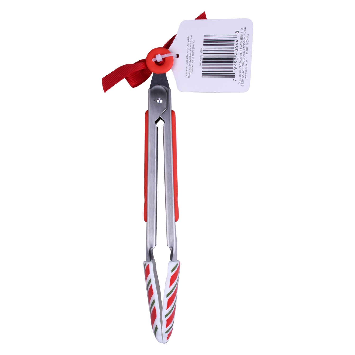 slide 2 of 3, December Home DH MINI SILICONE TONGS RED STRIPE, 8.27 in