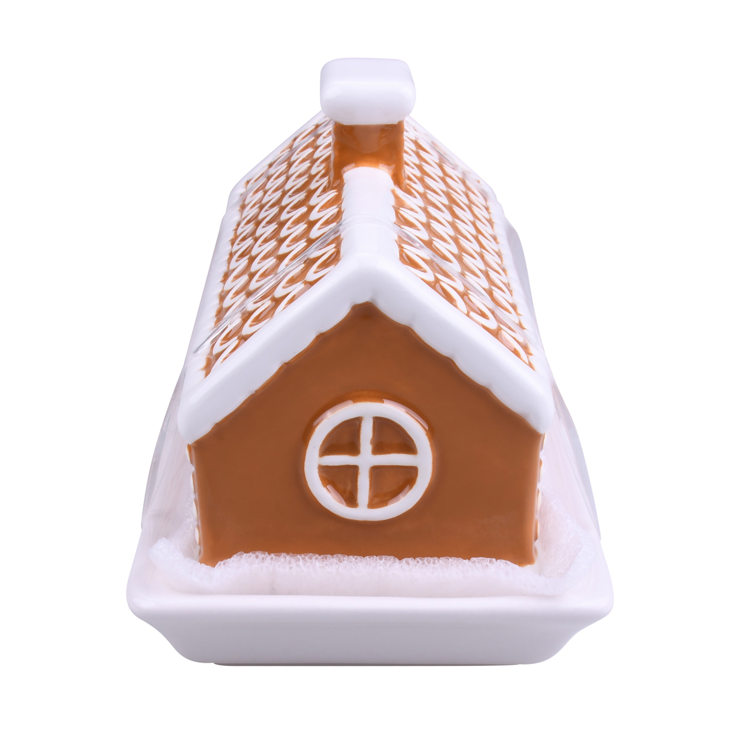 slide 3 of 4, December Home DH BUTTER DISH GINGERBREAD HOUSE, 7.28 in