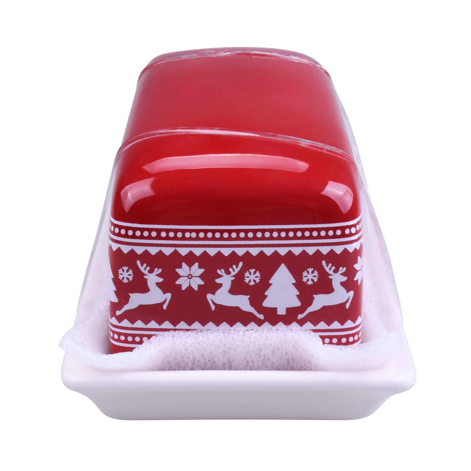 slide 3 of 4, December Home GB BUTTER DISH RED FAIR AISLE, 7.28 in