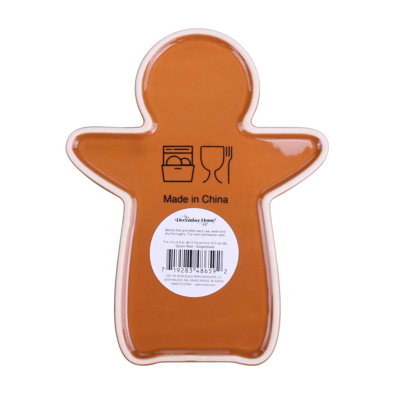 slide 2 of 3, December Home DH STONEWARE SPOON REST GINGERBREAD, 7 in