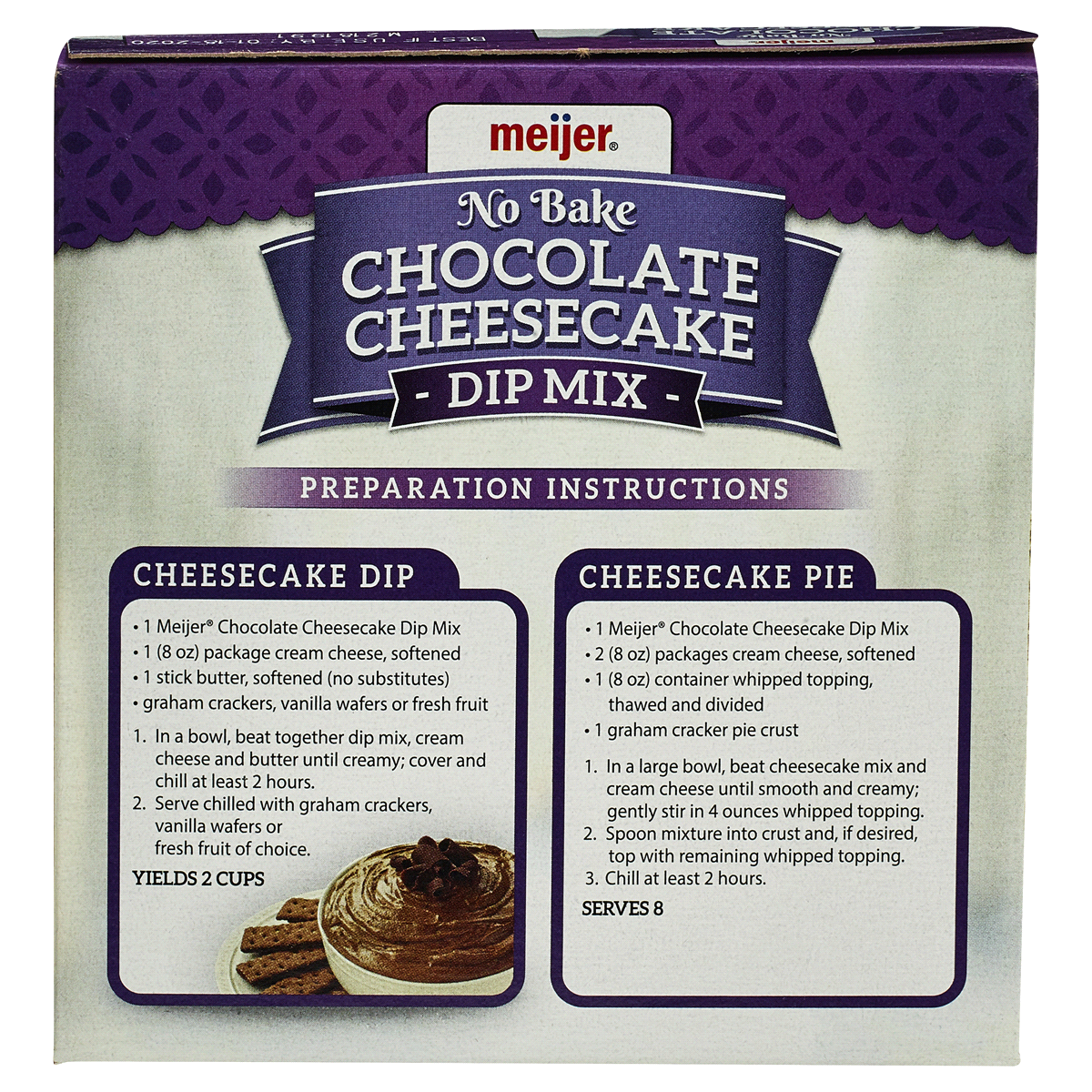 slide 3 of 3, Meijer No Bake Chocolate Cheesecake Dip Mix, 4.8 oz