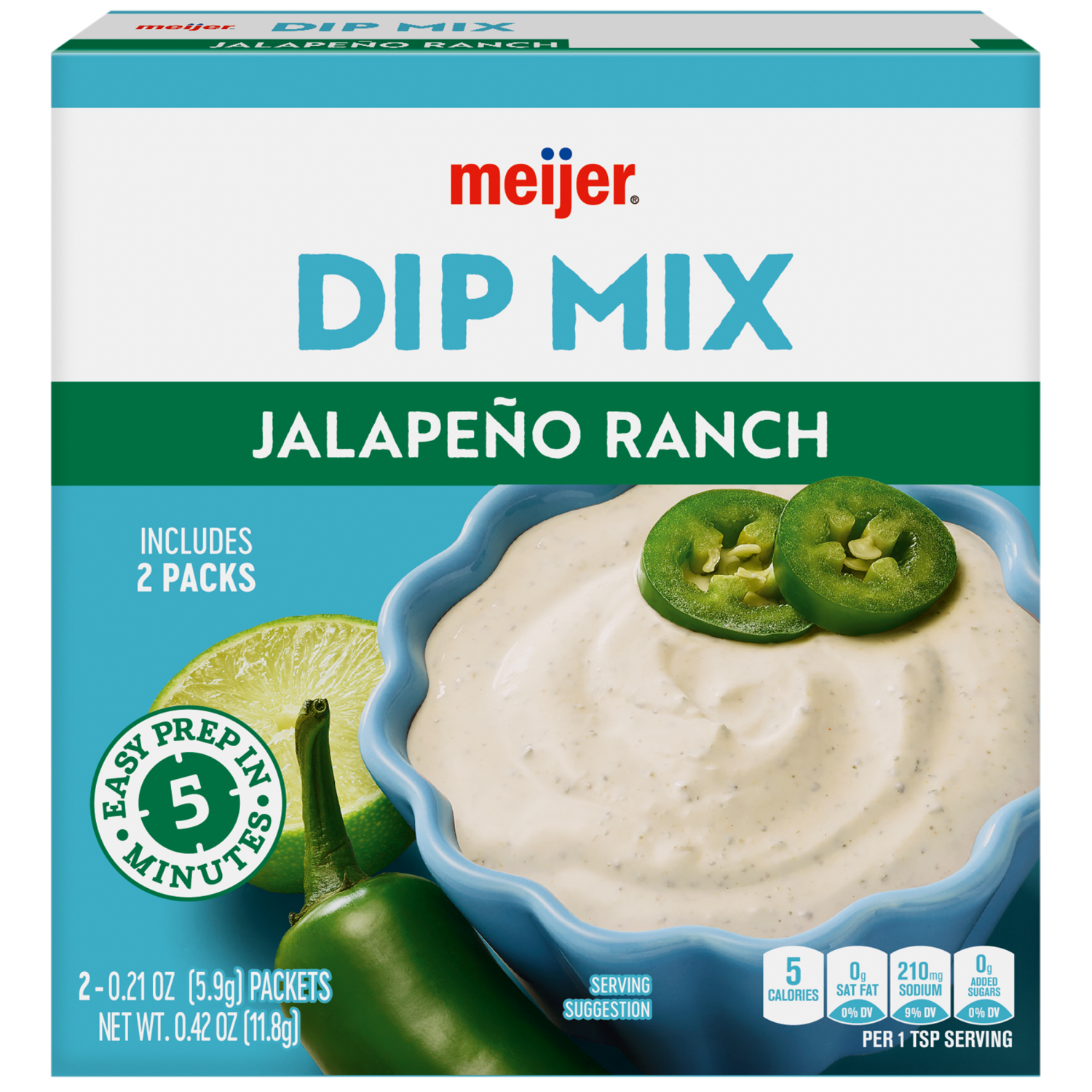 slide 1 of 5, Meijer Jalapeno Ranch Dip Mix, 0.84 oz