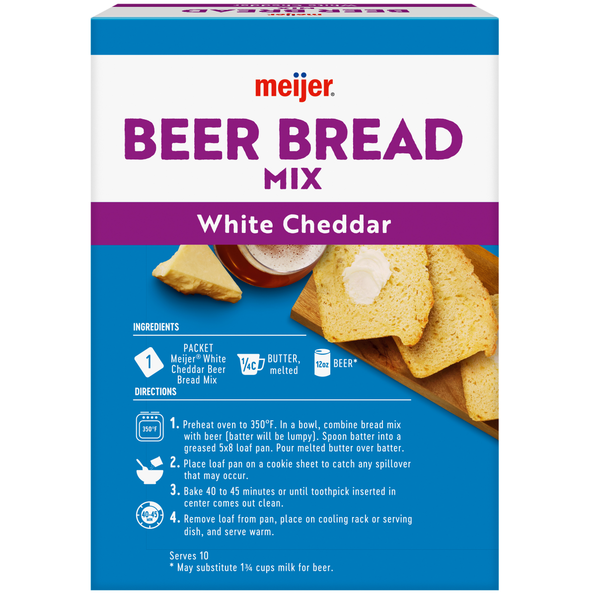 slide 24 of 29, Meijer White Cheddar Cheese Beer Bread Mix, 17.12 oz
