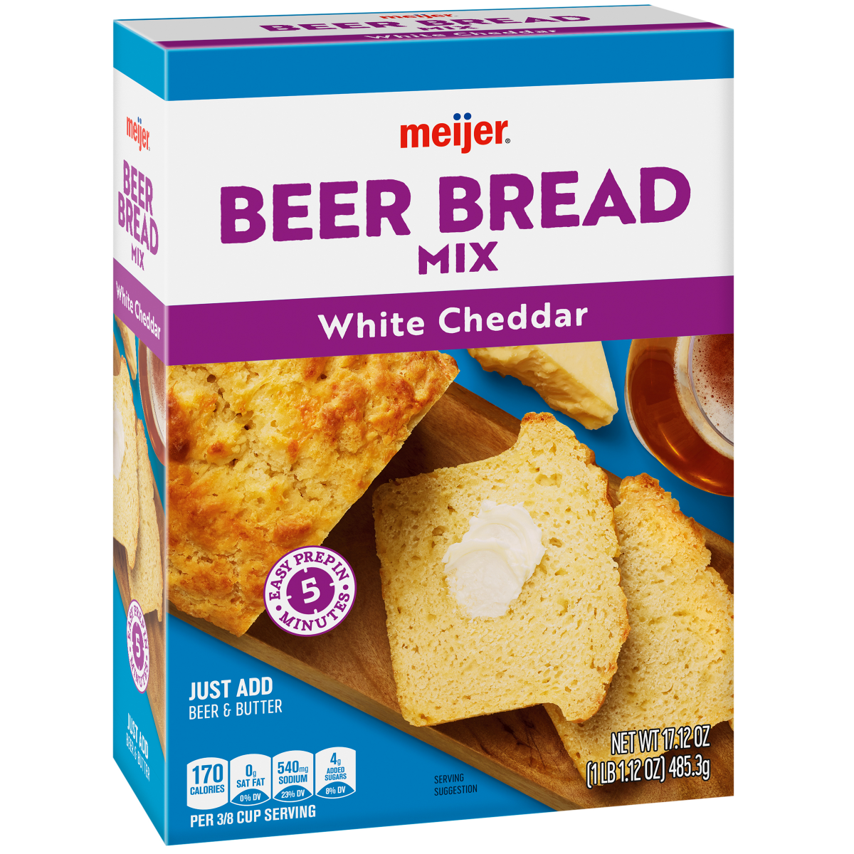 slide 4 of 29, Meijer White Cheddar Cheese Beer Bread Mix, 17.12 oz