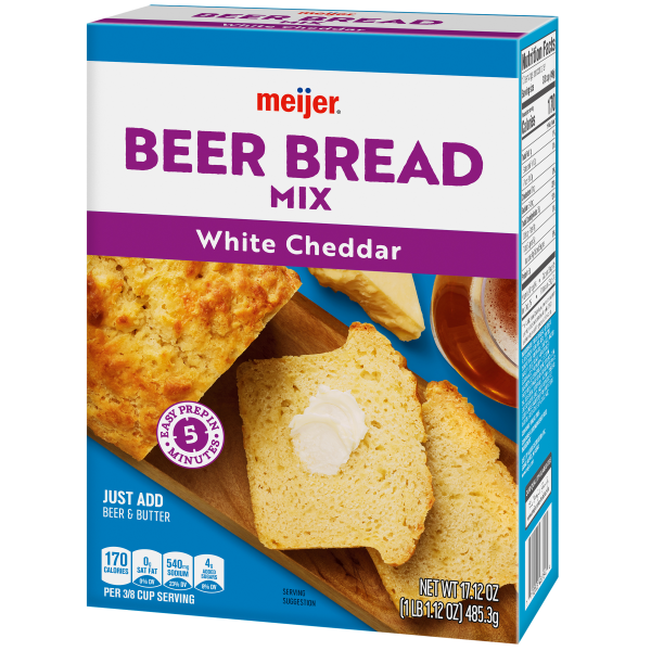 slide 6 of 29, Meijer White Cheddar Cheese Beer Bread Mix, 17.12 oz