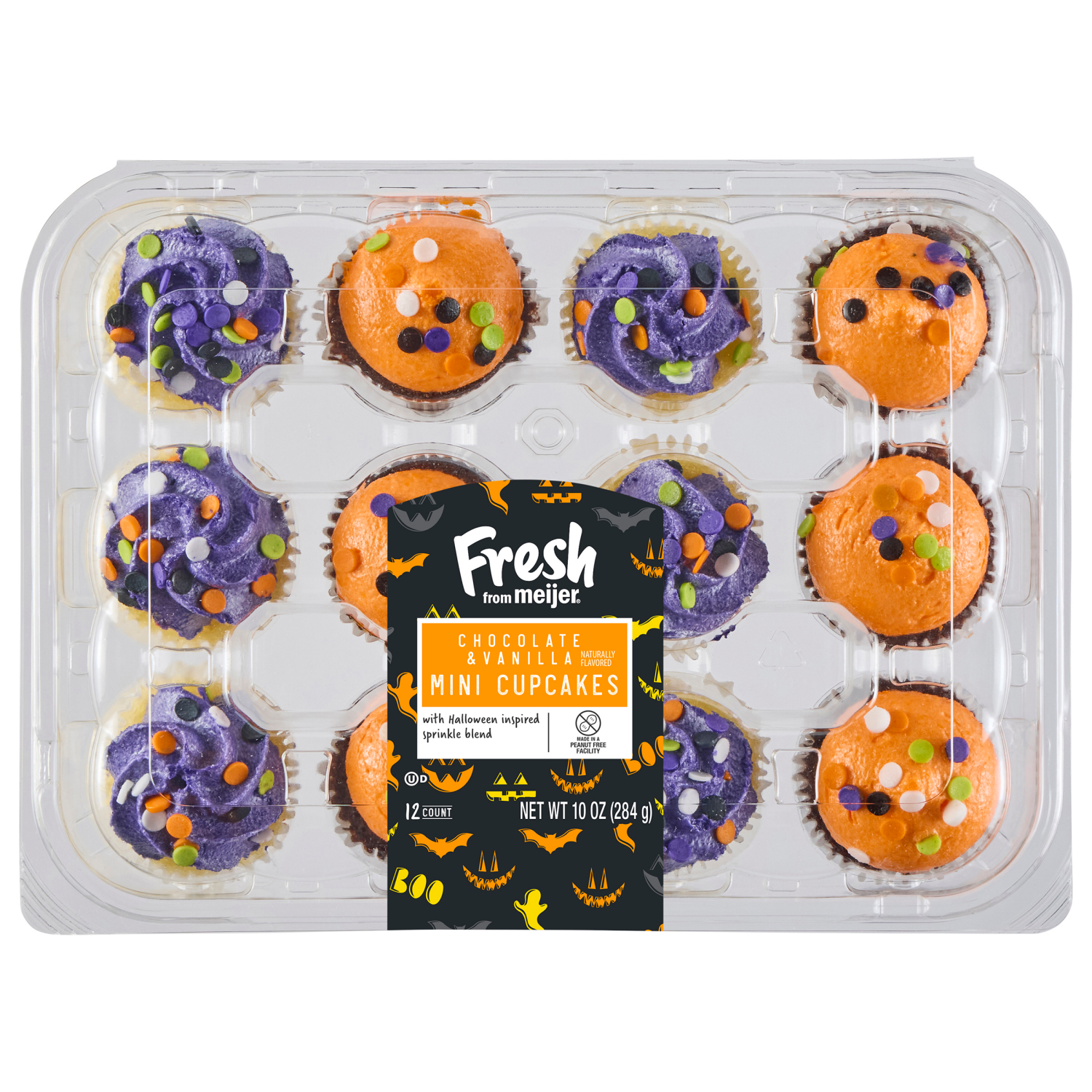 slide 1 of 4, Fresh from Meijer Halloween Mini Cupcakes, Assorted Colors, 12 ct, 12 ct