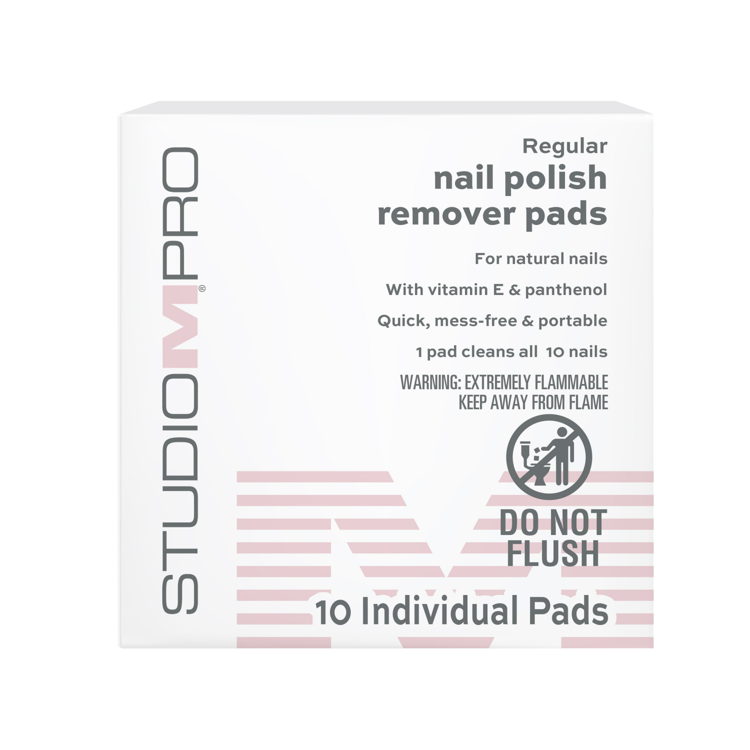 slide 1 of 2, Studio M Pro Nail Polish Remover Pads, Regular, 10 ct