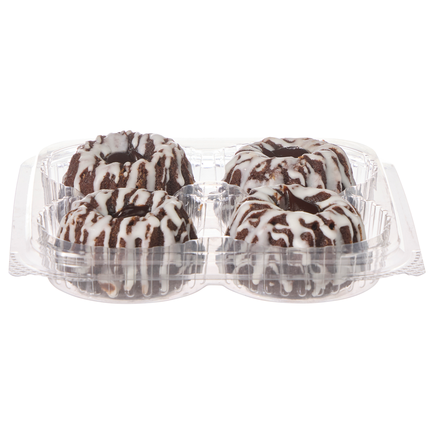 slide 3 of 3, Fresh From Meijer Chocolate Petite Bundt With White Drizzle, 4ct, 4 ct