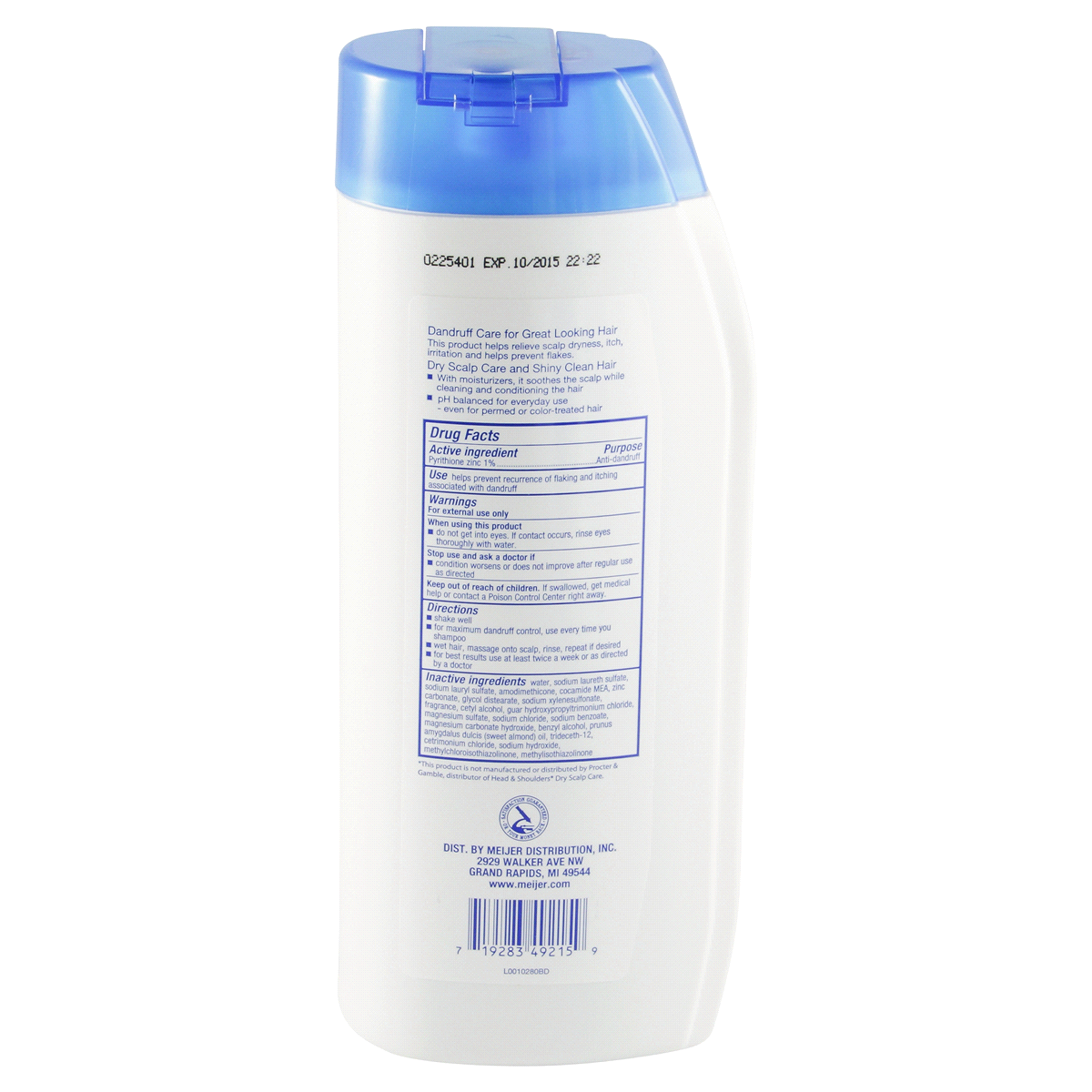 slide 2 of 2, Meijer Dry Scalp Dandruff Shampoo, Normal or Dry Hair, 23.7 oz