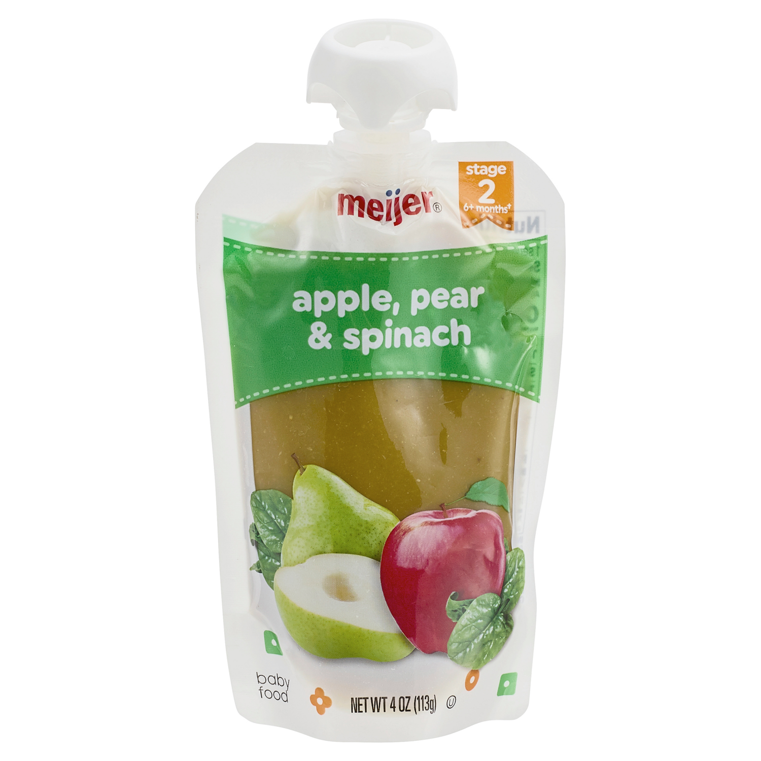slide 1 of 5, Meijer Apple, Pear, and Spinach Baby Food Pouch, 4 oz